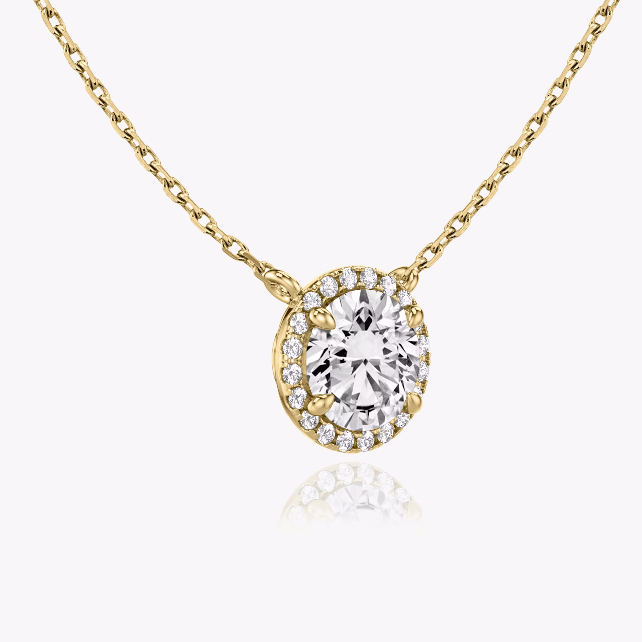 Halo Necklace | Round Brilliant | 14k | Yellow Gold | caratWeight: 0.50ct