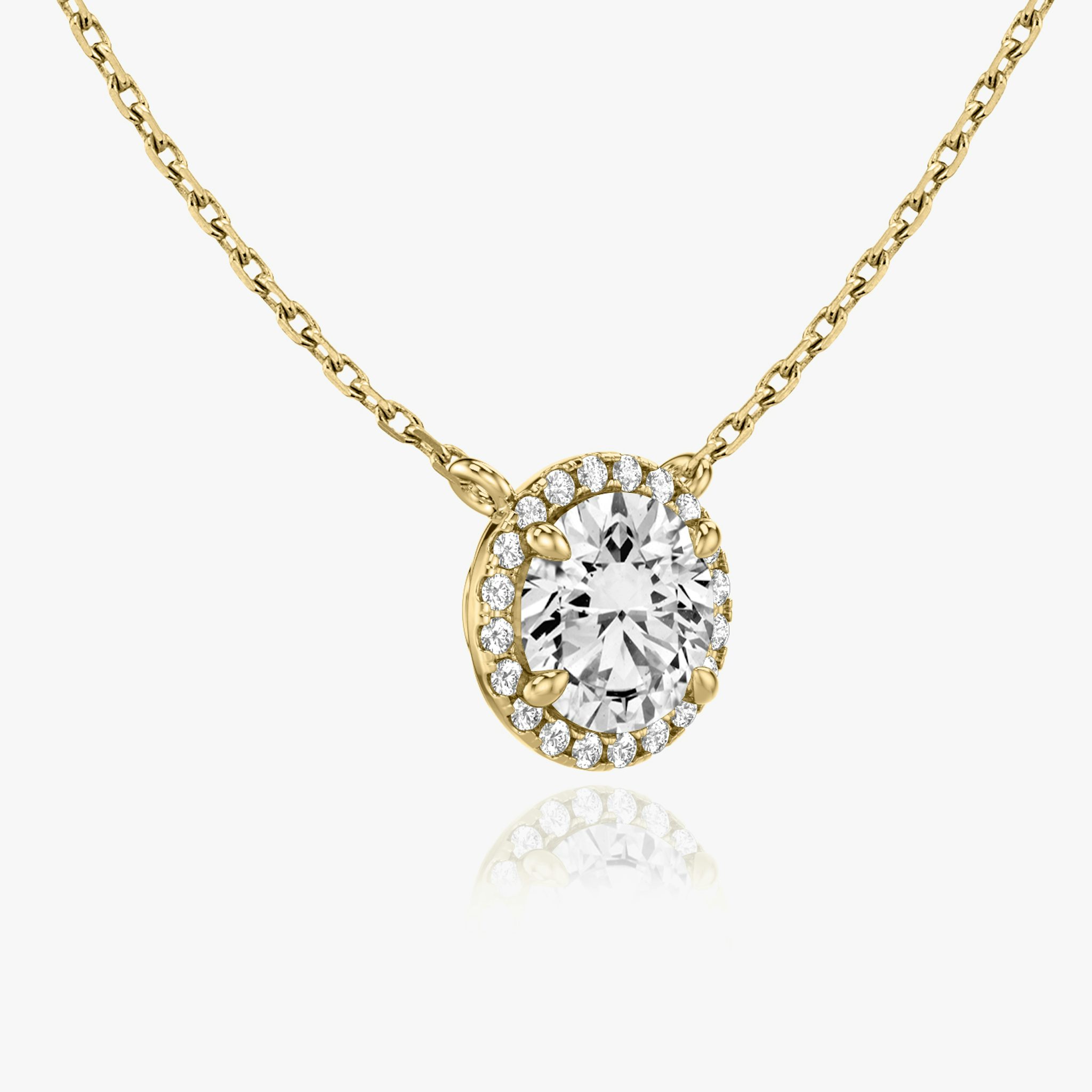 Halo Necklace | Round Brilliant | 14k | Yellow Gold | caratWeight: 0.50ct