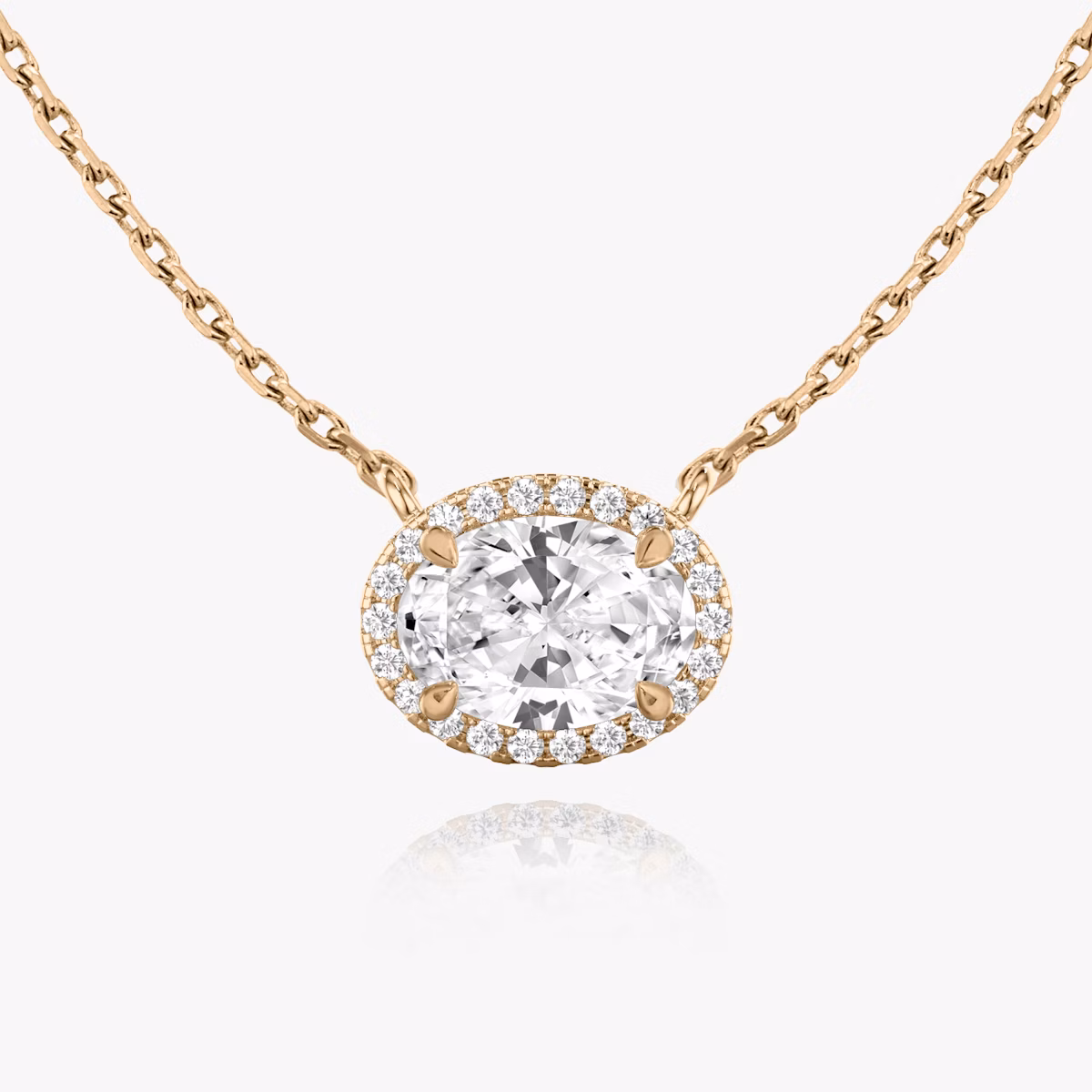 Halo Necklace | Oval | 14k | Rose Gold | caratWeight: 0.50ct