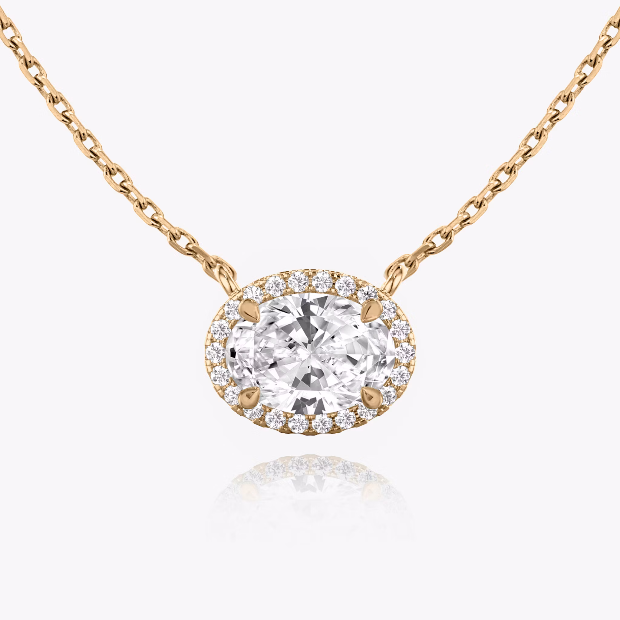 Halo Necklace Oval | Rose Gold
