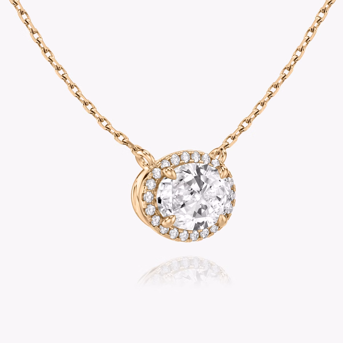 Halo Necklace | Oval | 14k | Rose Gold | caratWeight: 0.50ct