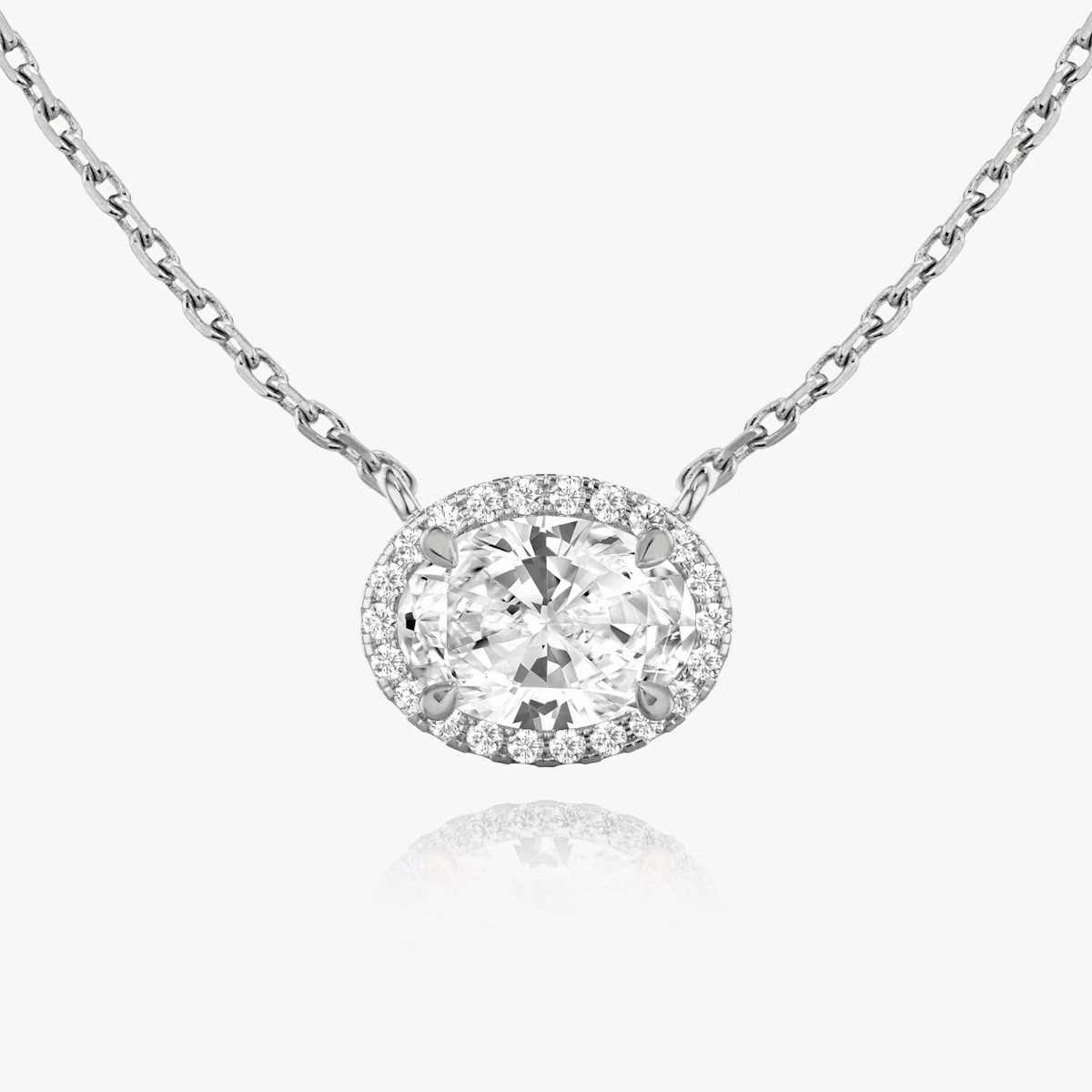 Halo Necklace | Oval | 14k | White Gold | caratWeight: 1.0ct