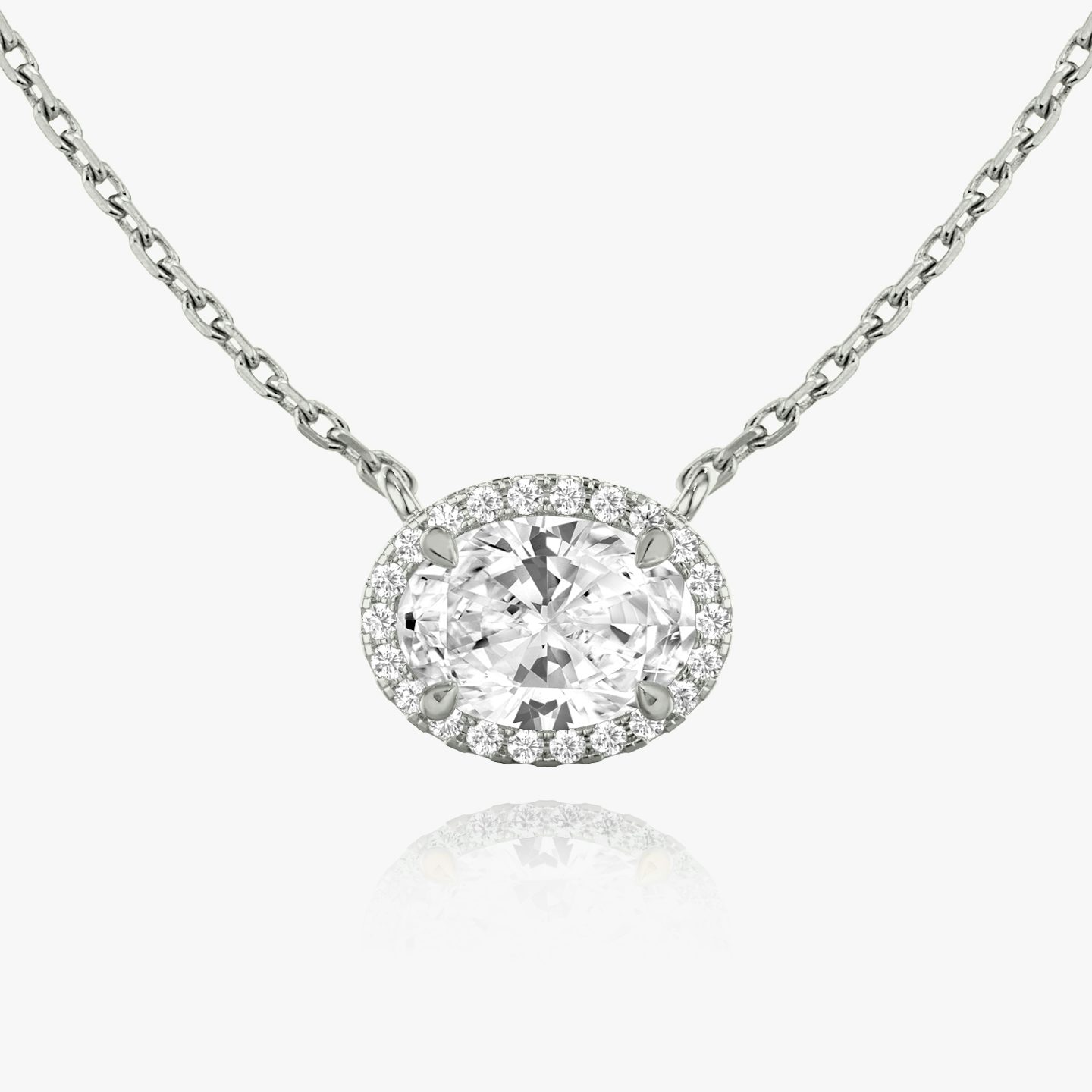 Halo Necklace | Oval | 14k | White Gold | caratWeight: 0.75ct