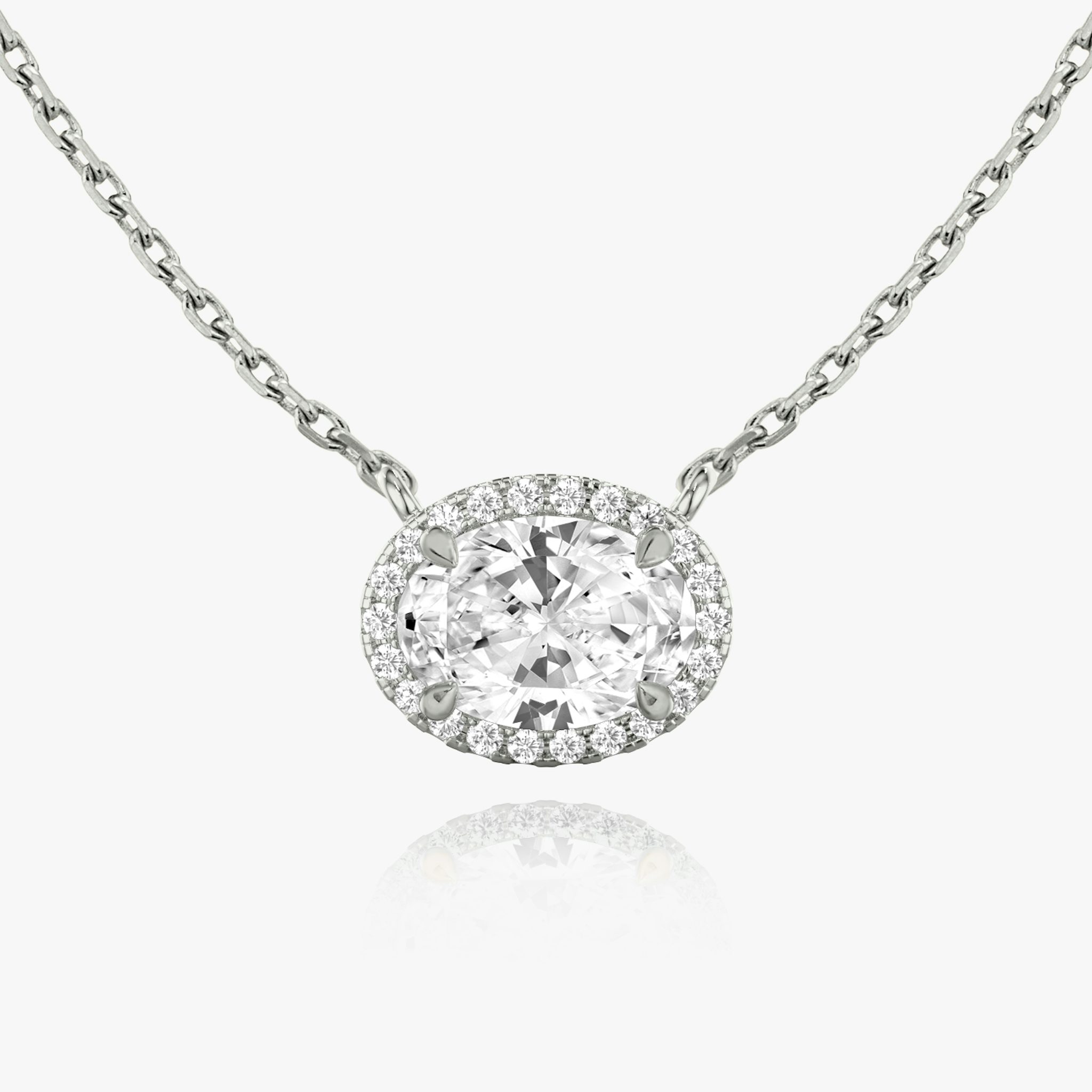 Halo Necklace | Oval | 14k | White Gold | caratWeight: 0.50ct