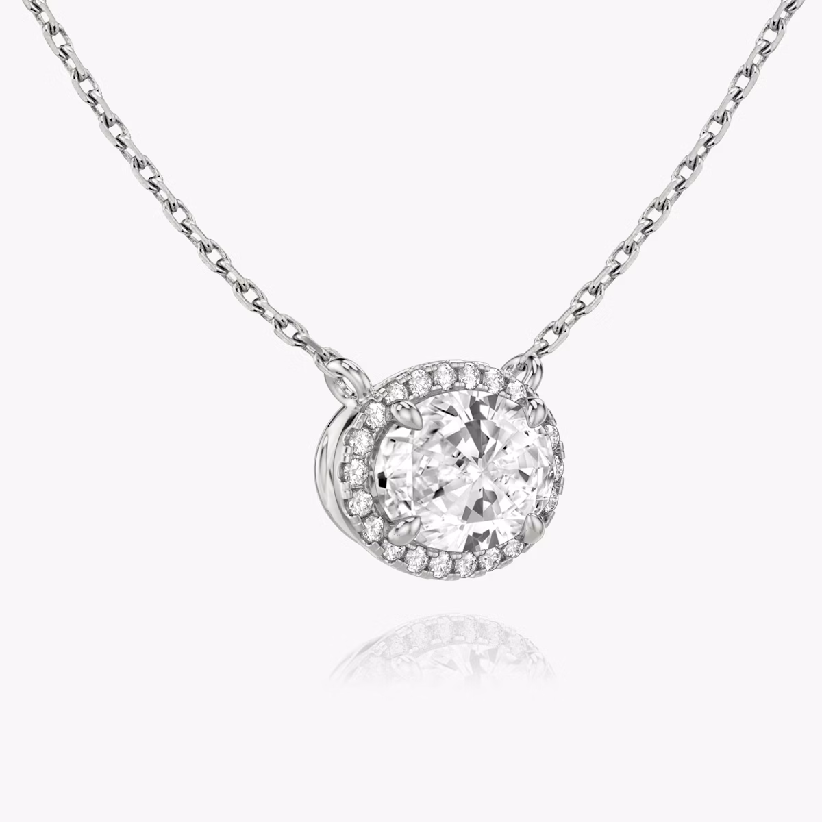 Halo Necklace | Oval | 14k | White Gold | caratWeight: 1.0ct