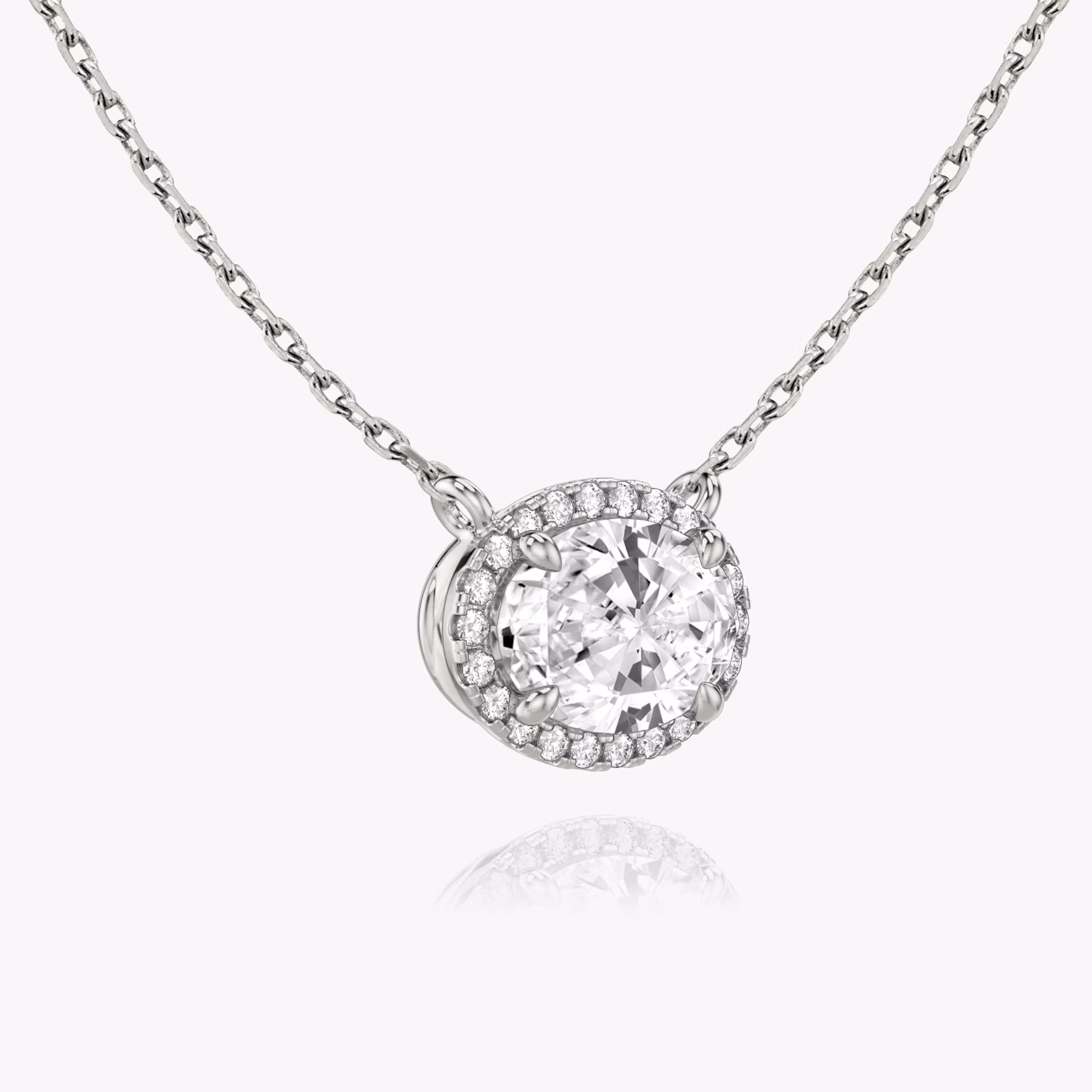 Halo Necklace | Oval | 14k | White Gold | caratWeight: 0.50ct