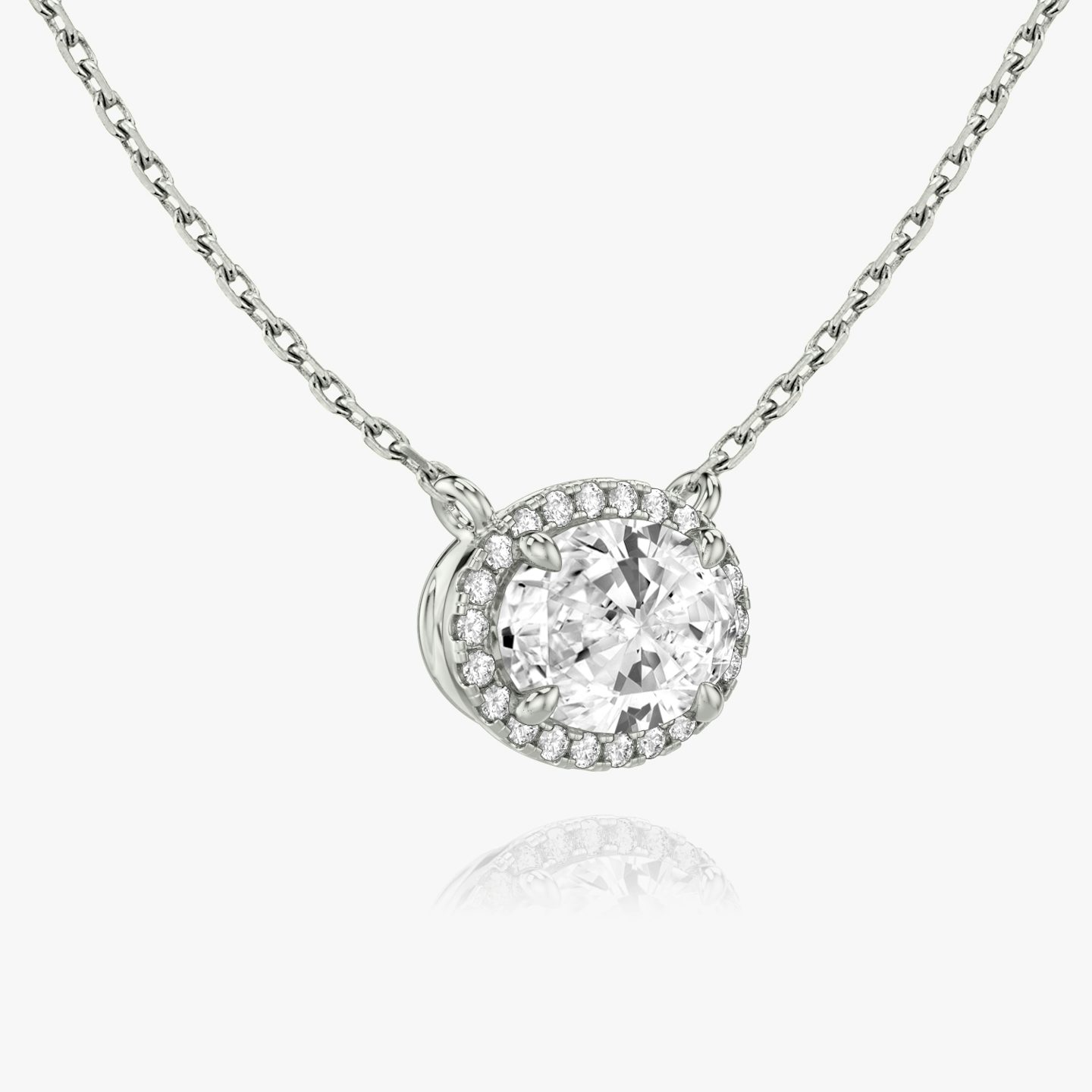 Halo Necklace | Oval | 14k | White Gold | caratWeight: 0.75ct