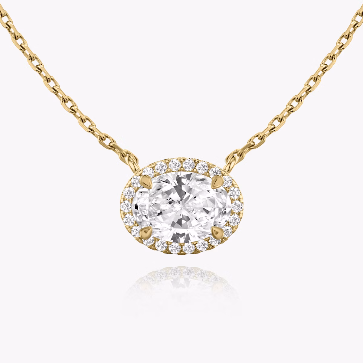Halo Necklace | Oval | 14k | Yellow Gold | caratWeight: 0.50ct