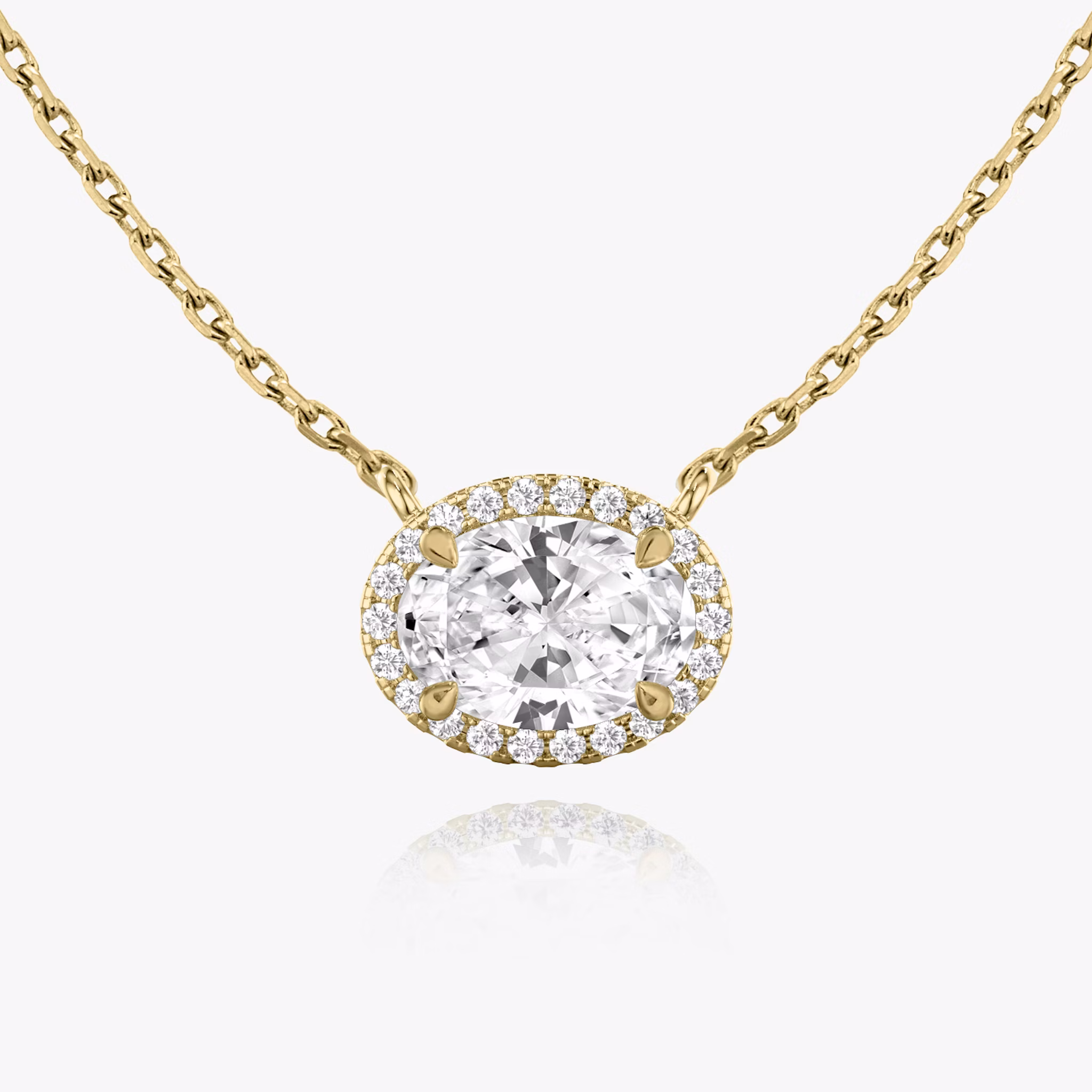 Halo Necklace | Oval | 14k | Yellow Gold | caratWeight: 1.0ct