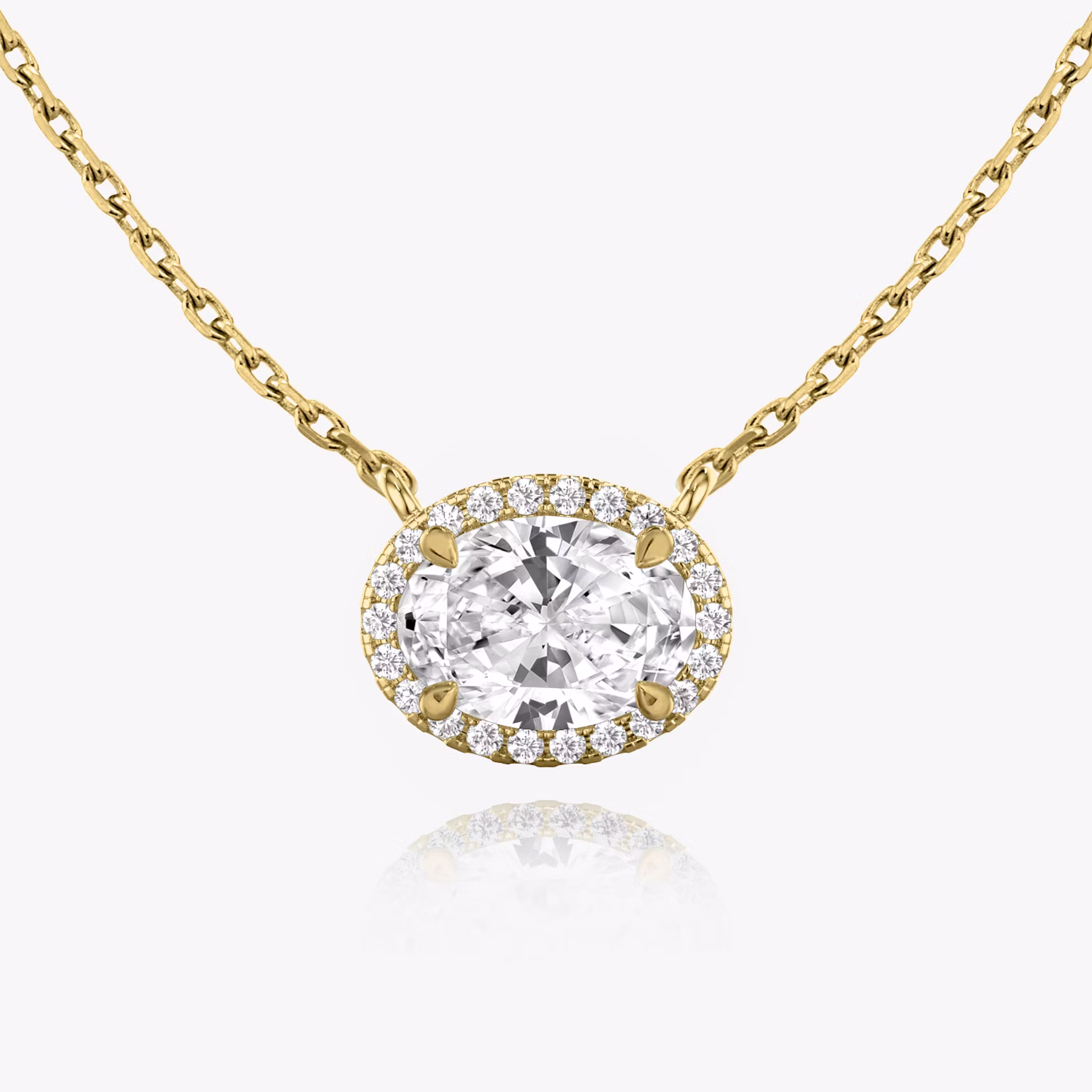 Halo Necklace Oval | Yellow Gold