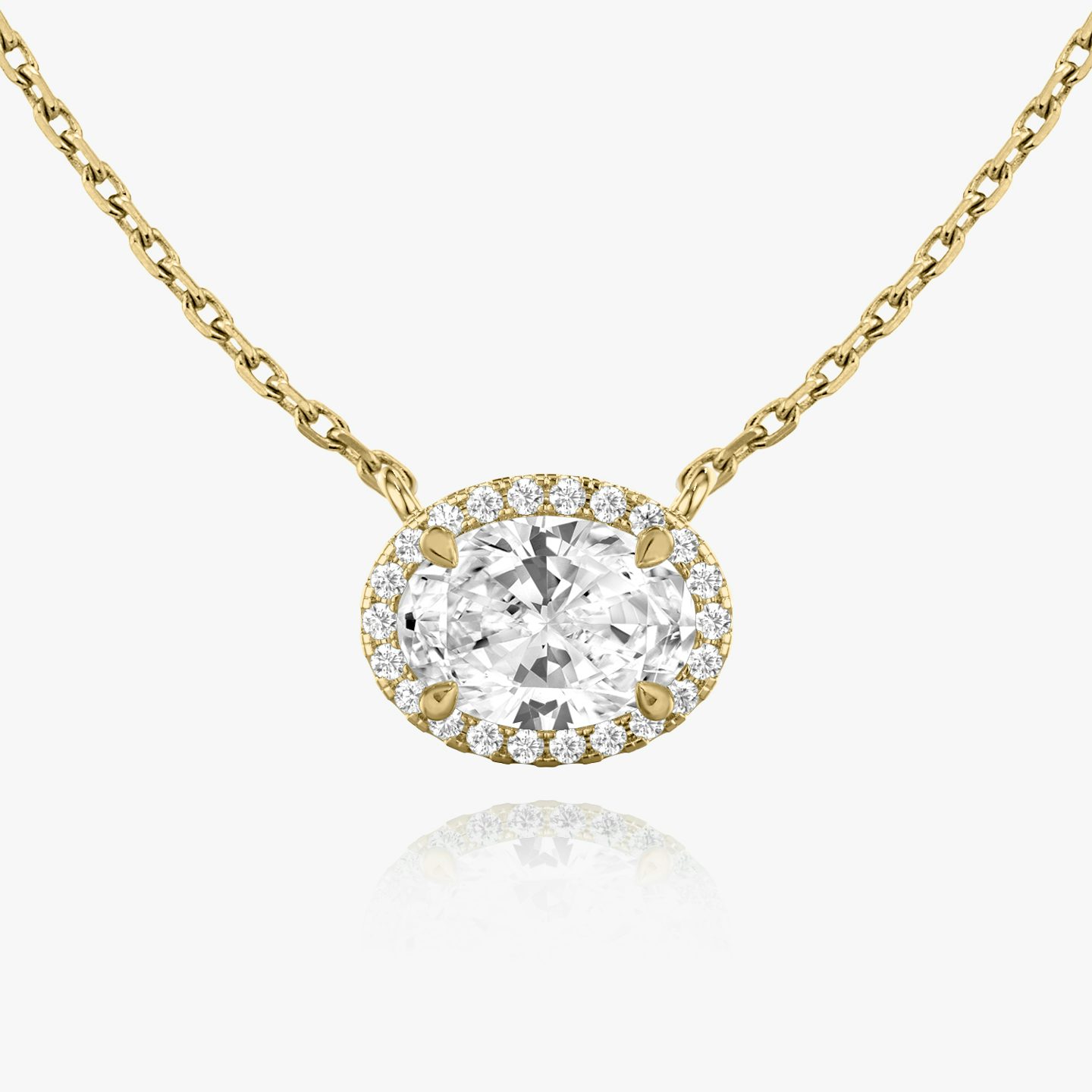 Halo Necklace | Oval | 14k | Yellow Gold | caratWeight: 0.25ct
