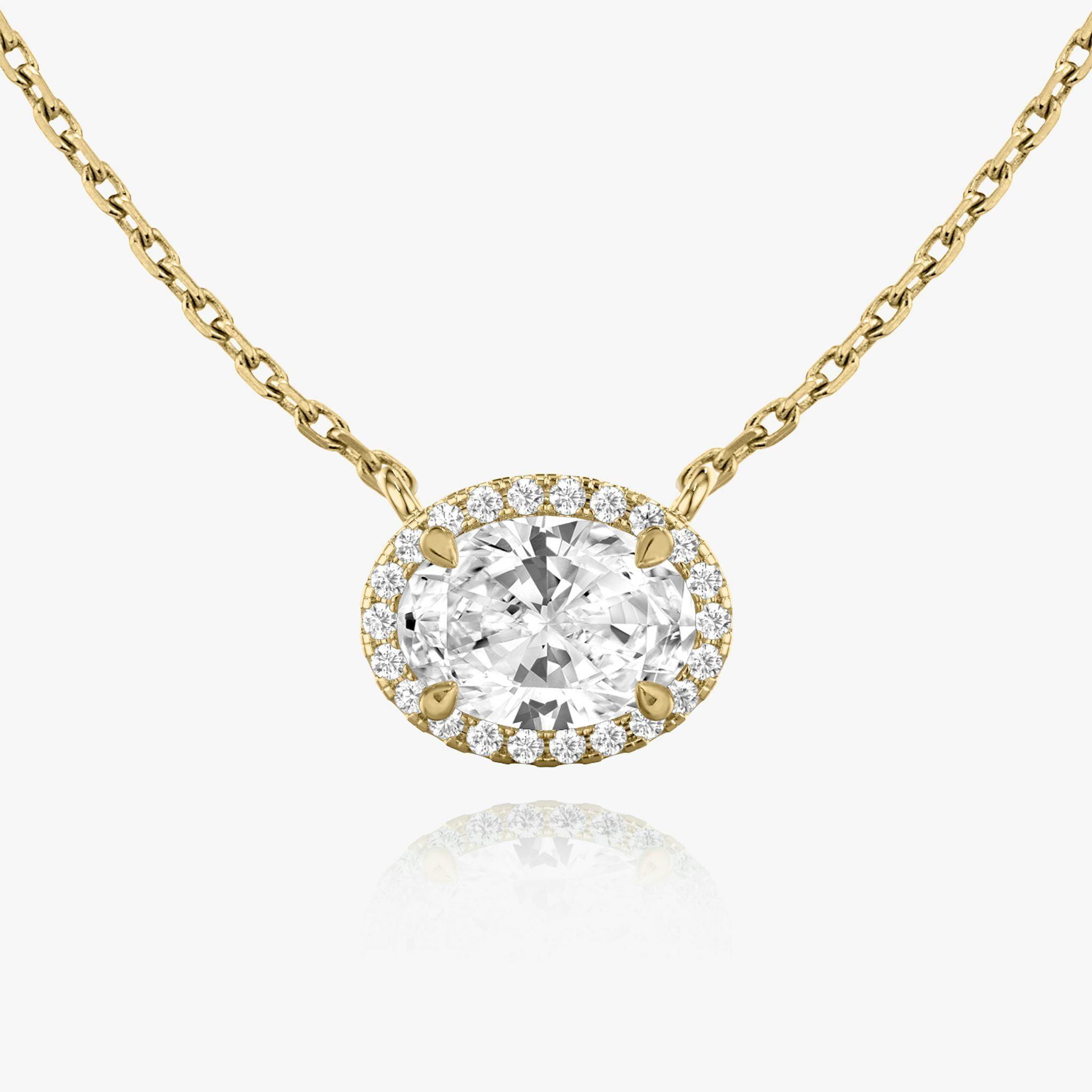 Halo Necklace | Oval | 14k | Yellow Gold | caratWeight: 1.0ct