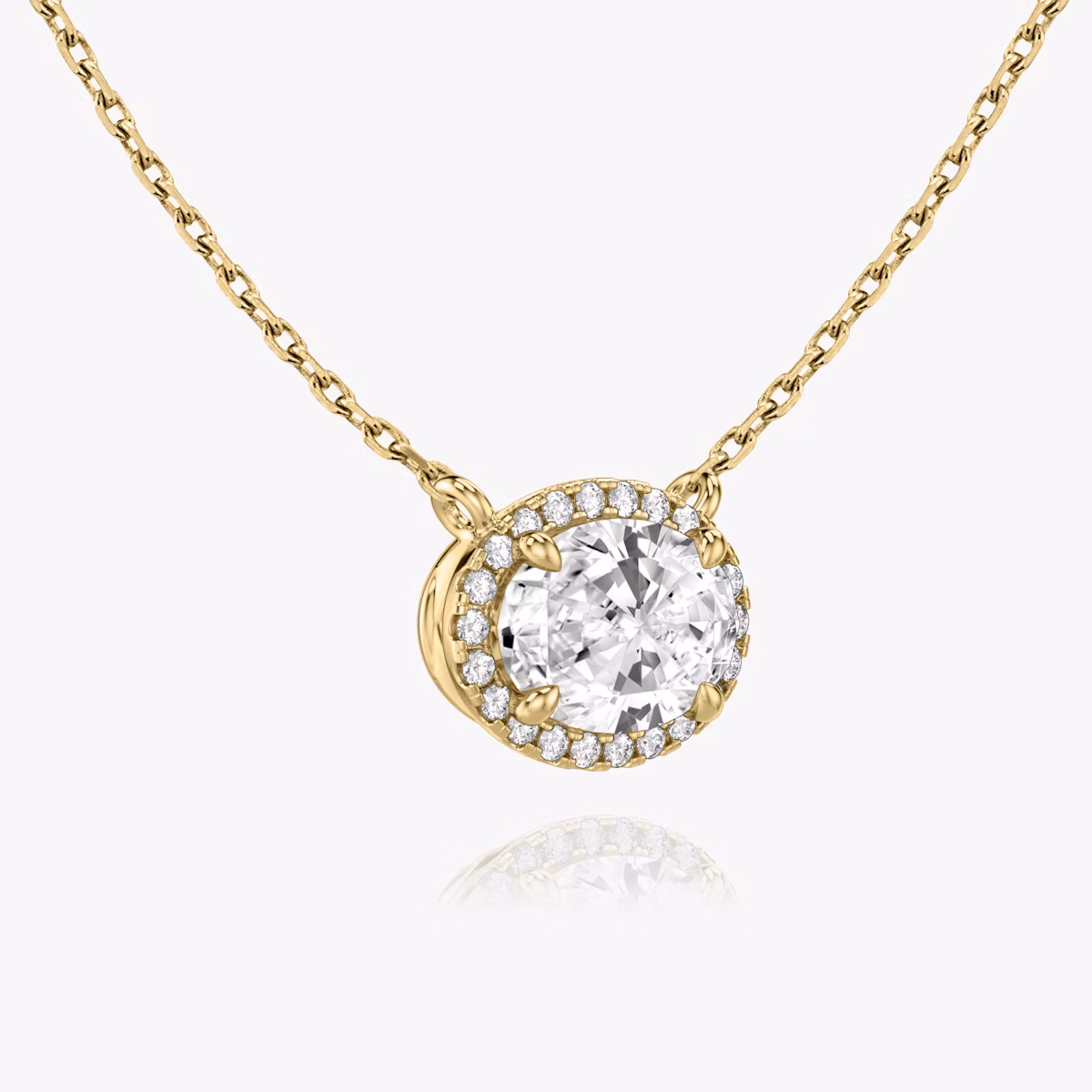 Halo Necklace | Oval | 14k | Yellow Gold | caratWeight: 0.50ct