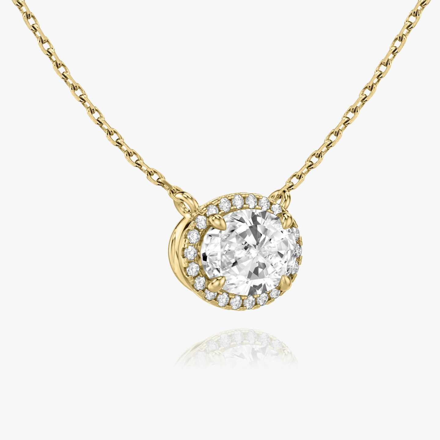 Halo Necklace | Oval | 14k | Yellow Gold | caratWeight: 0.25ct