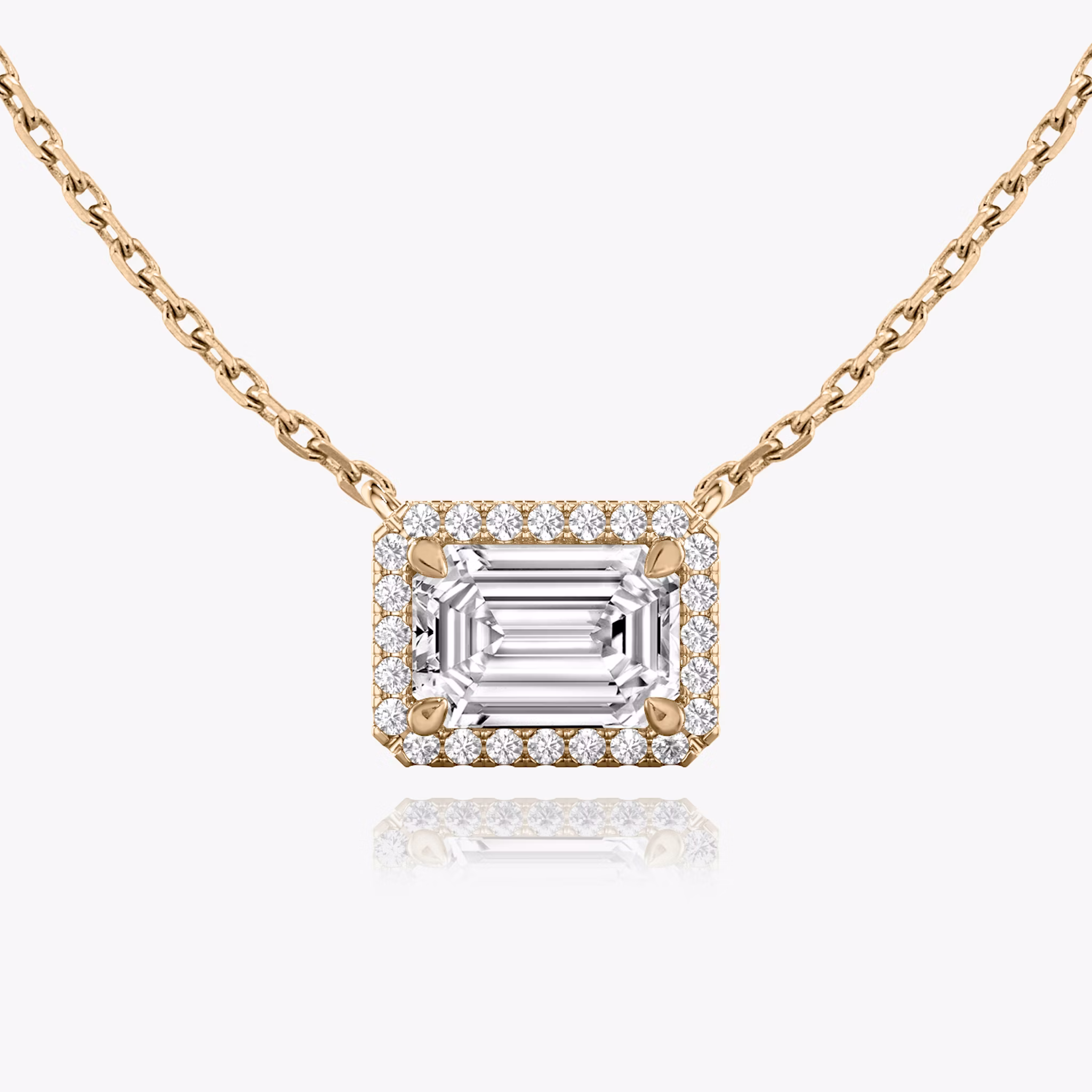 Halo Necklace | Emerald | 14k | Rose Gold | caratWeight: 0.25ct