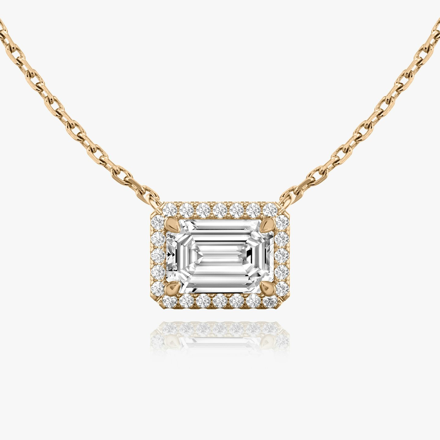 Halo Necklace | Emerald | 14k | Rose Gold | caratWeight: 0.25ct