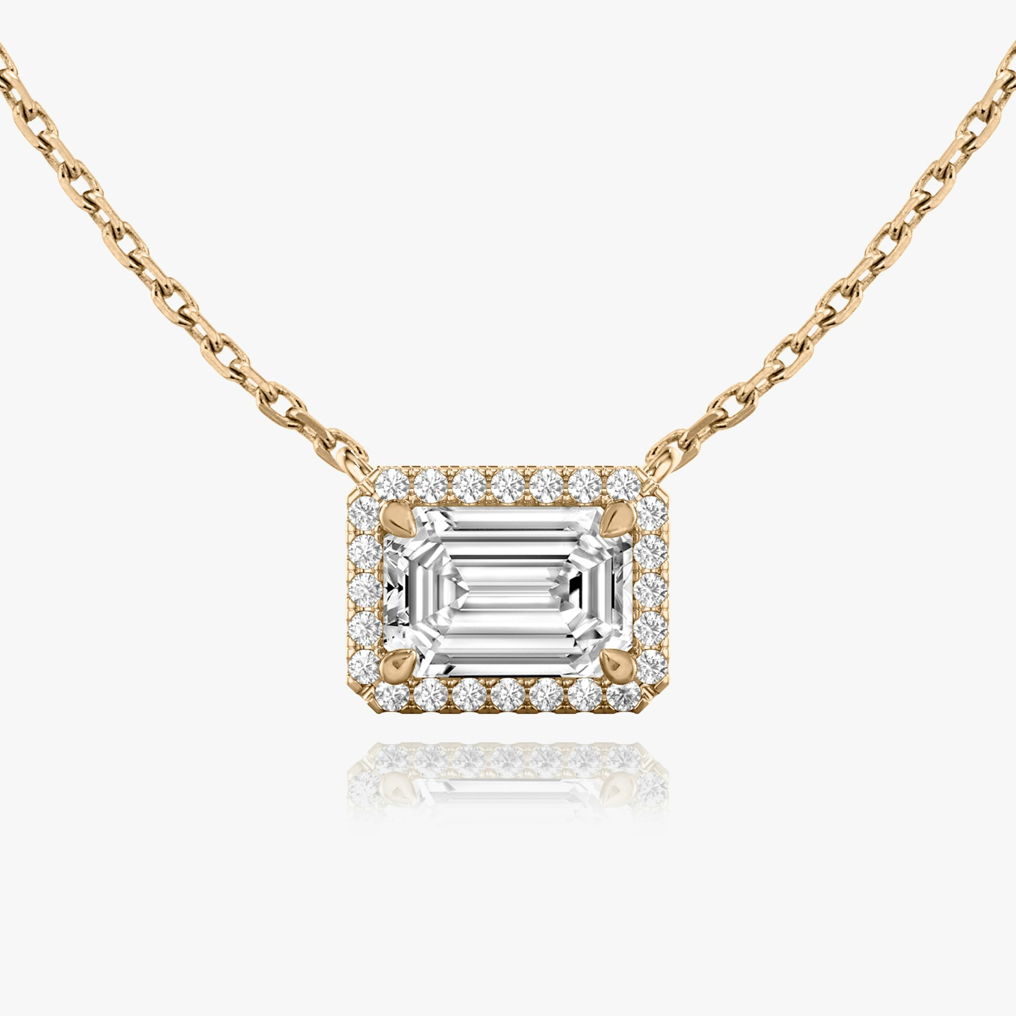 Halo Necklace | Emerald | 14k | Rose Gold | caratWeight: 0.25ct