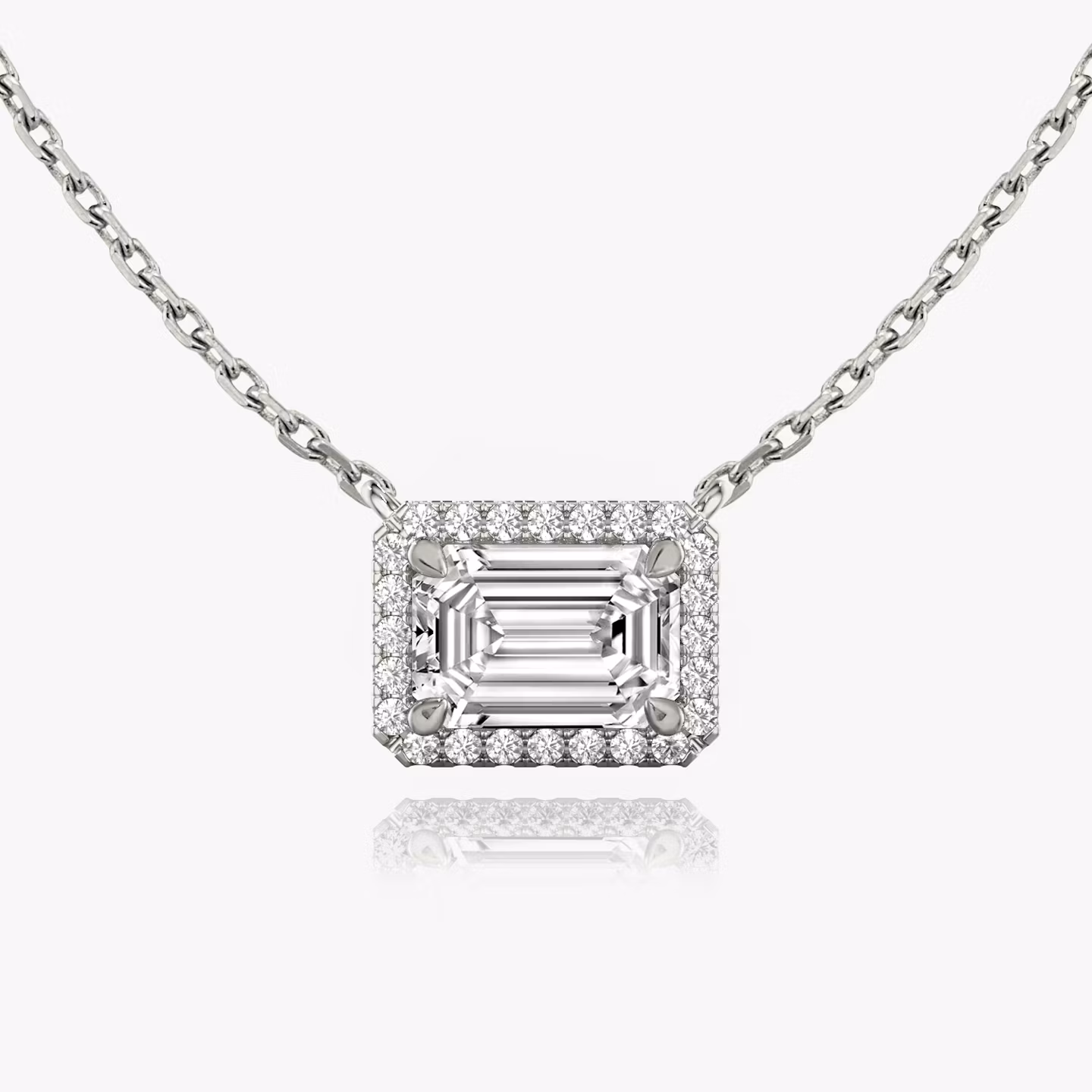 Halo Necklace Emerald | White Gold