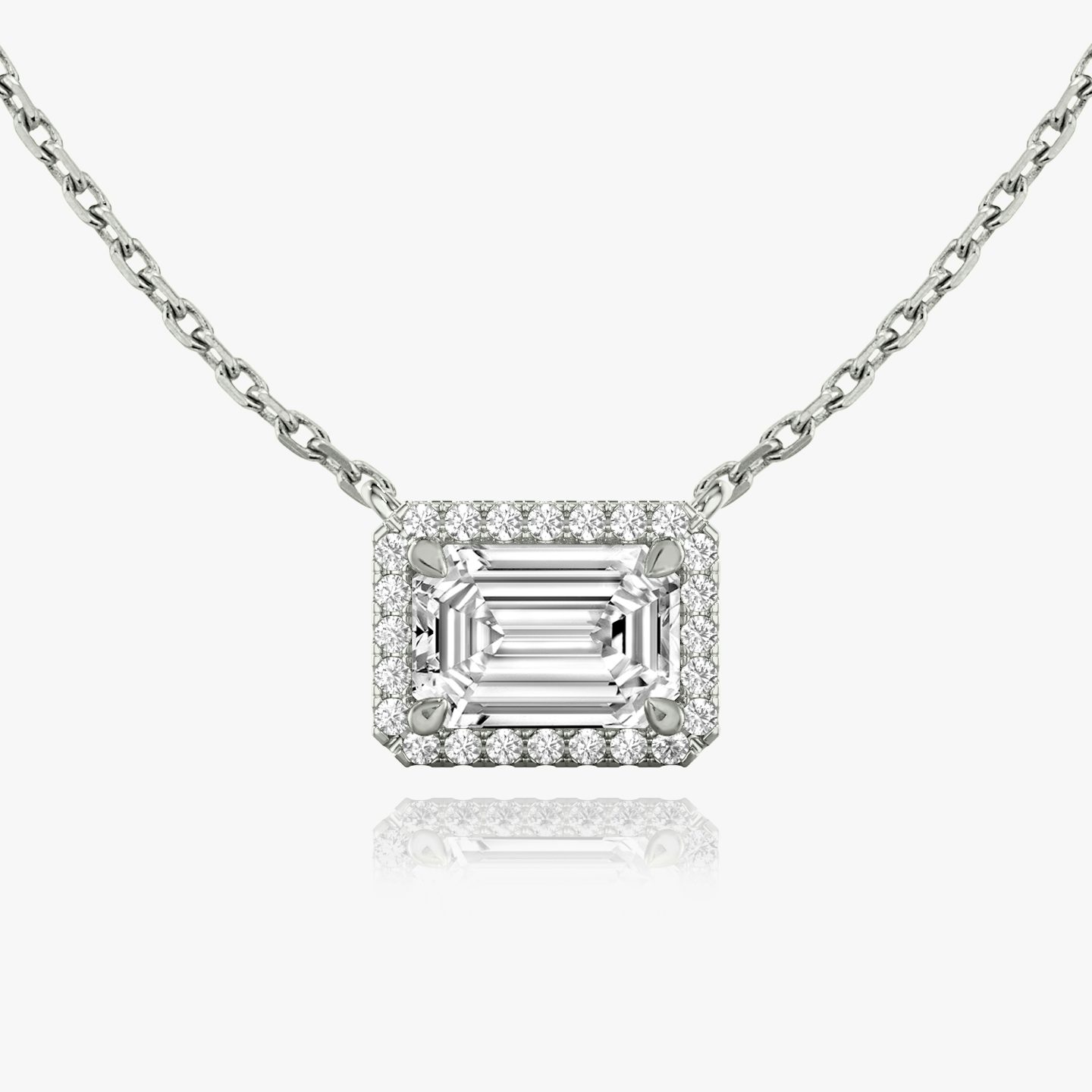 Halo Necklace | Emerald | 14k | White Gold | caratWeight: other
