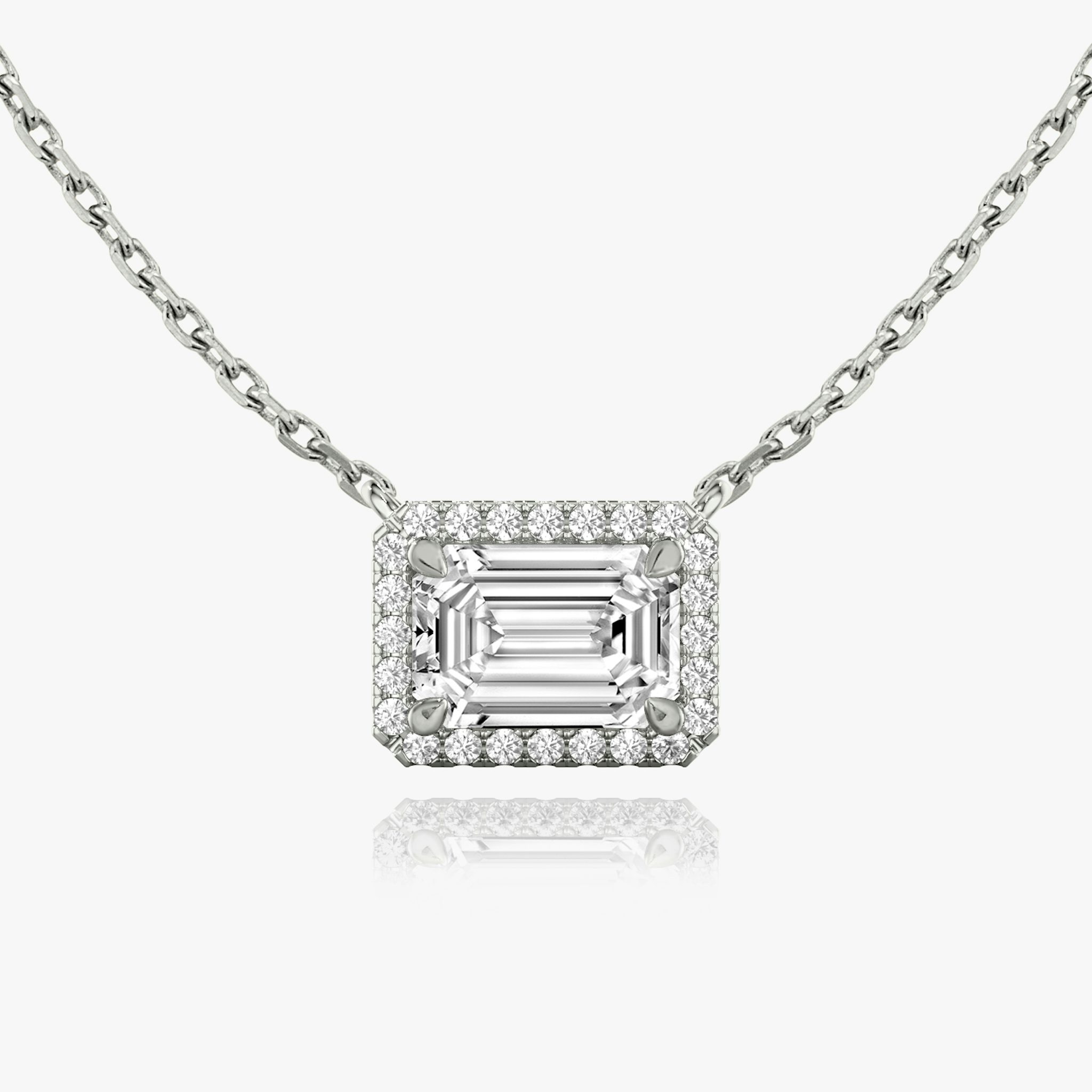 Halo Necklace | Emerald | 14k | White Gold | caratWeight: other