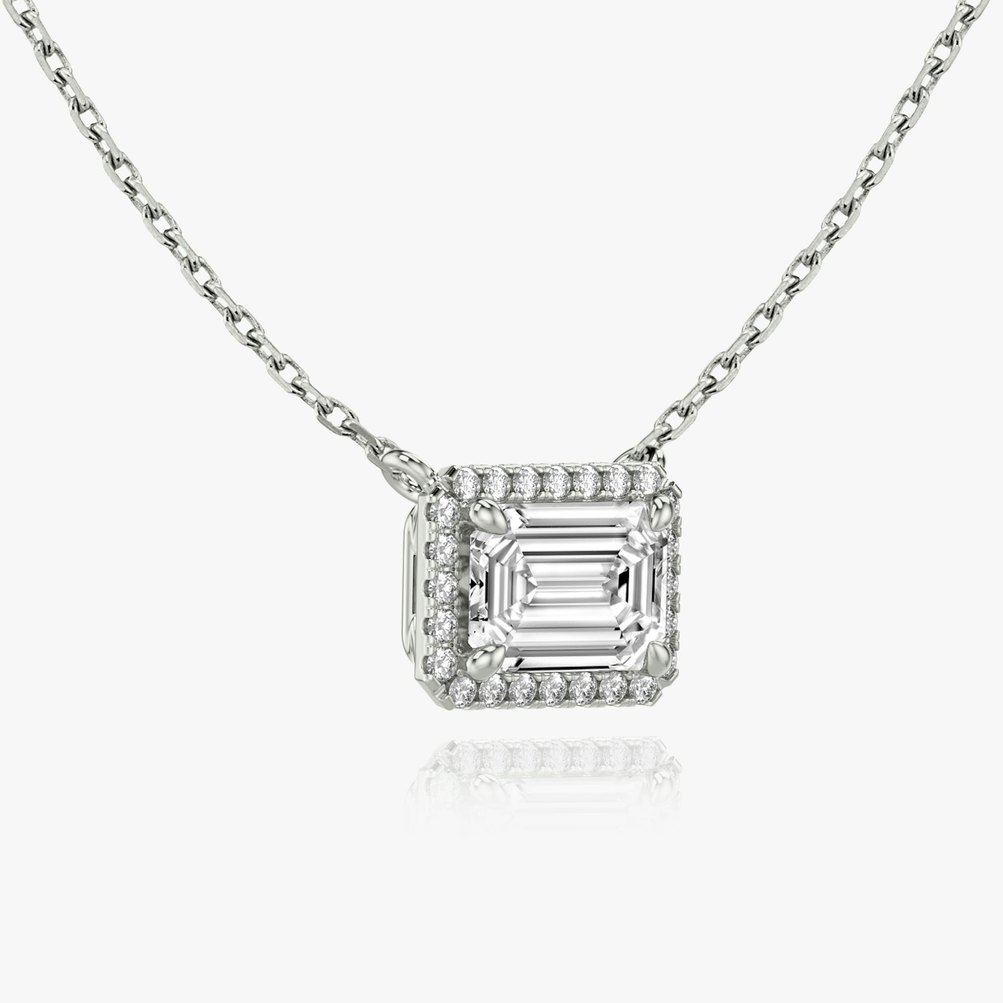 Halo Necklace | Emerald | 14k | White Gold | caratWeight: other