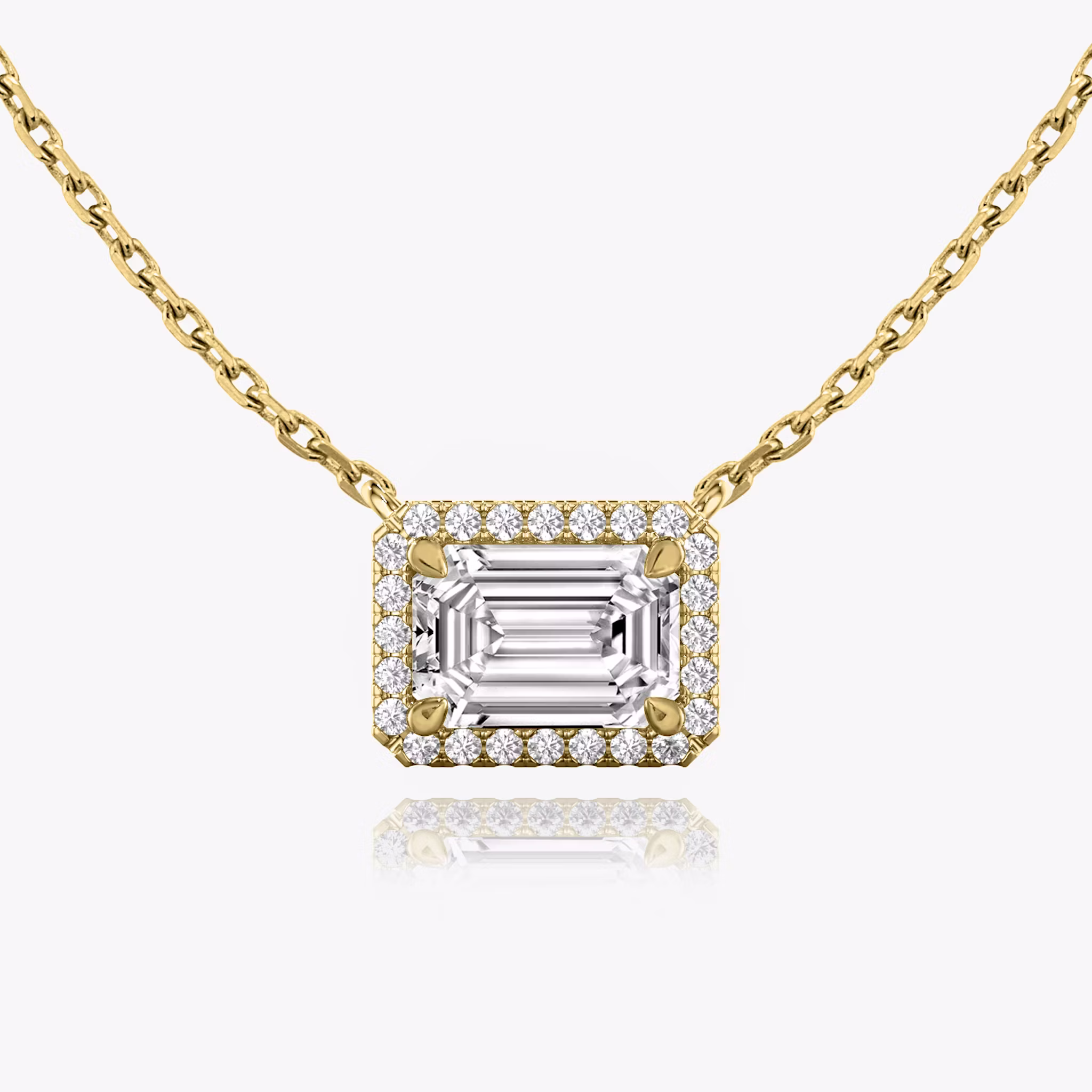 Halo Necklace Emerald | Yellow Gold