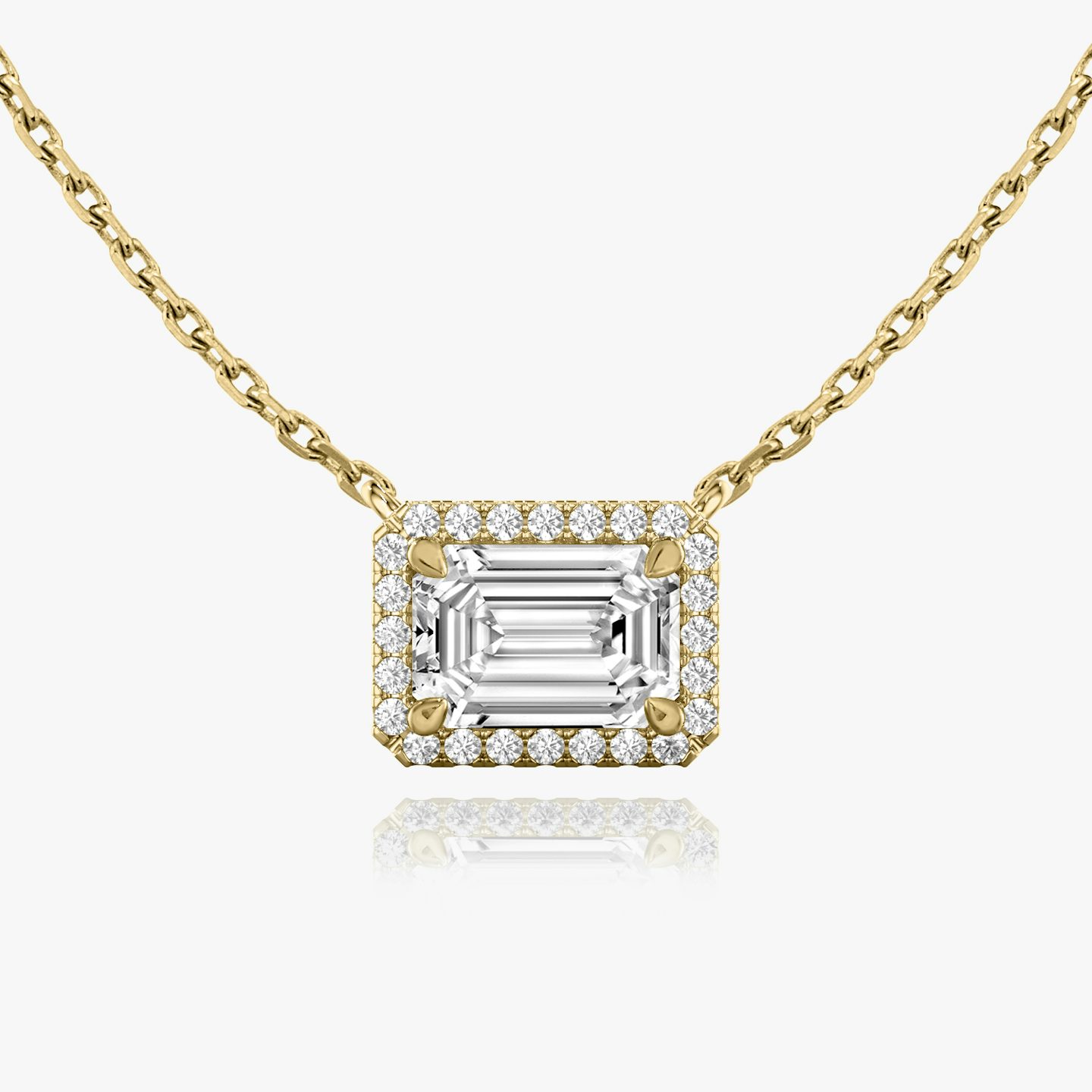 Halo Necklace | Emerald | 14k | Yellow Gold | caratWeight: 0.25ct