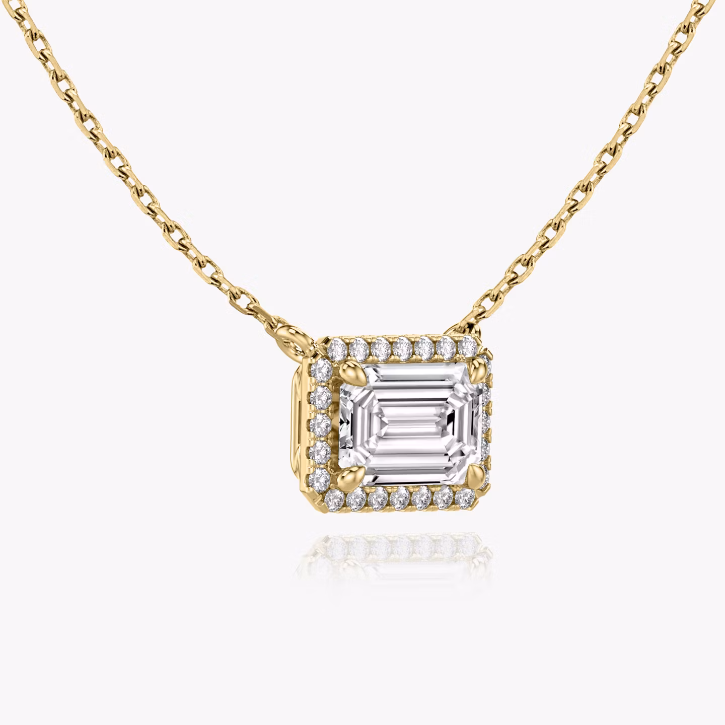 Halo Necklace | Emerald | 14k | Yellow Gold | caratWeight: 0.25ct