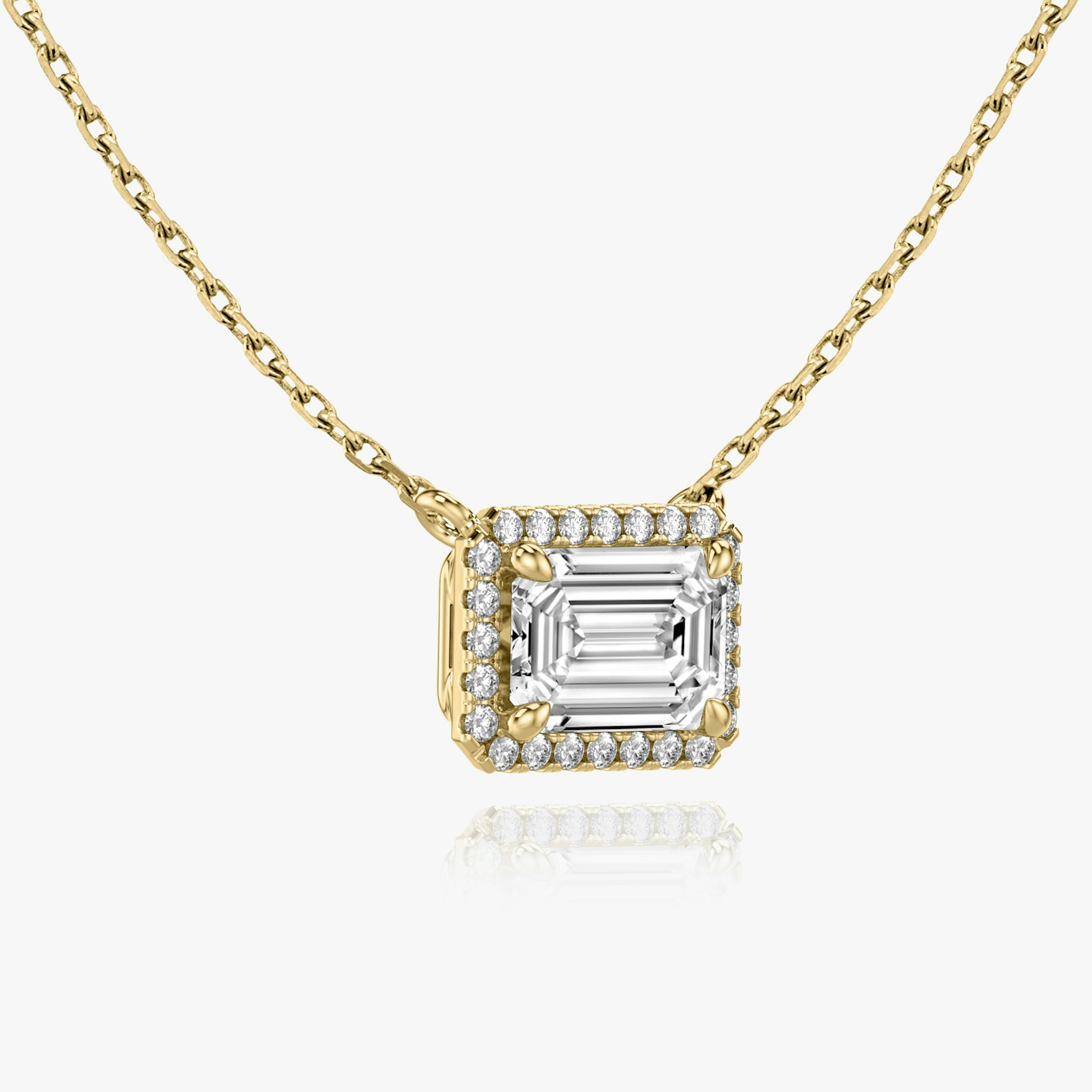 Halo Necklace | Emerald | 14k | Yellow Gold | caratWeight: other
