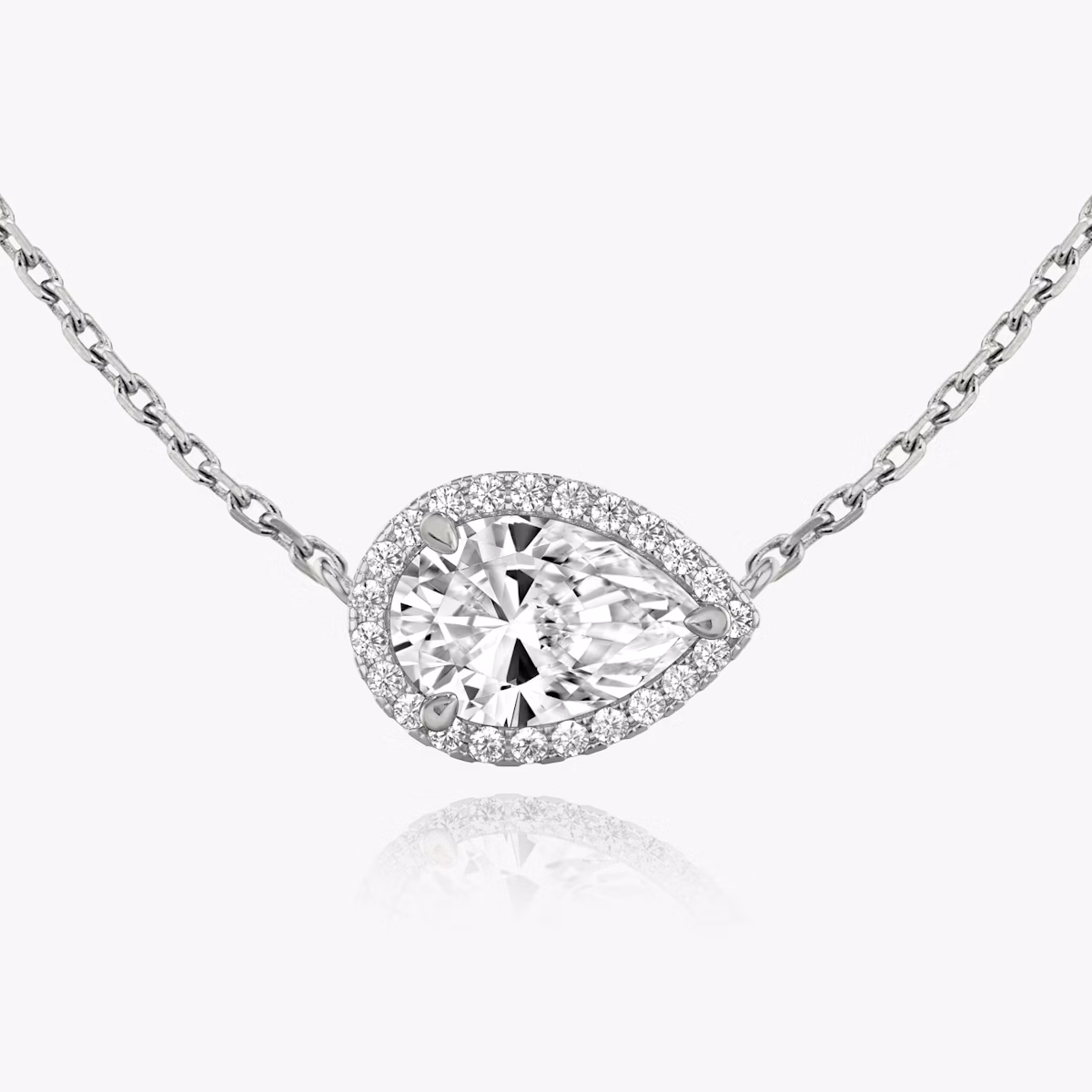 Halo Necklace | Pear | 14k | White Gold | caratWeight: 0.75ct