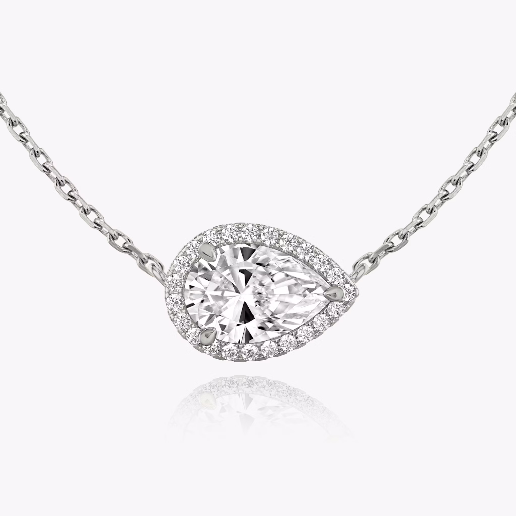Halo Necklace | Pear | 14k | White Gold | caratWeight: other