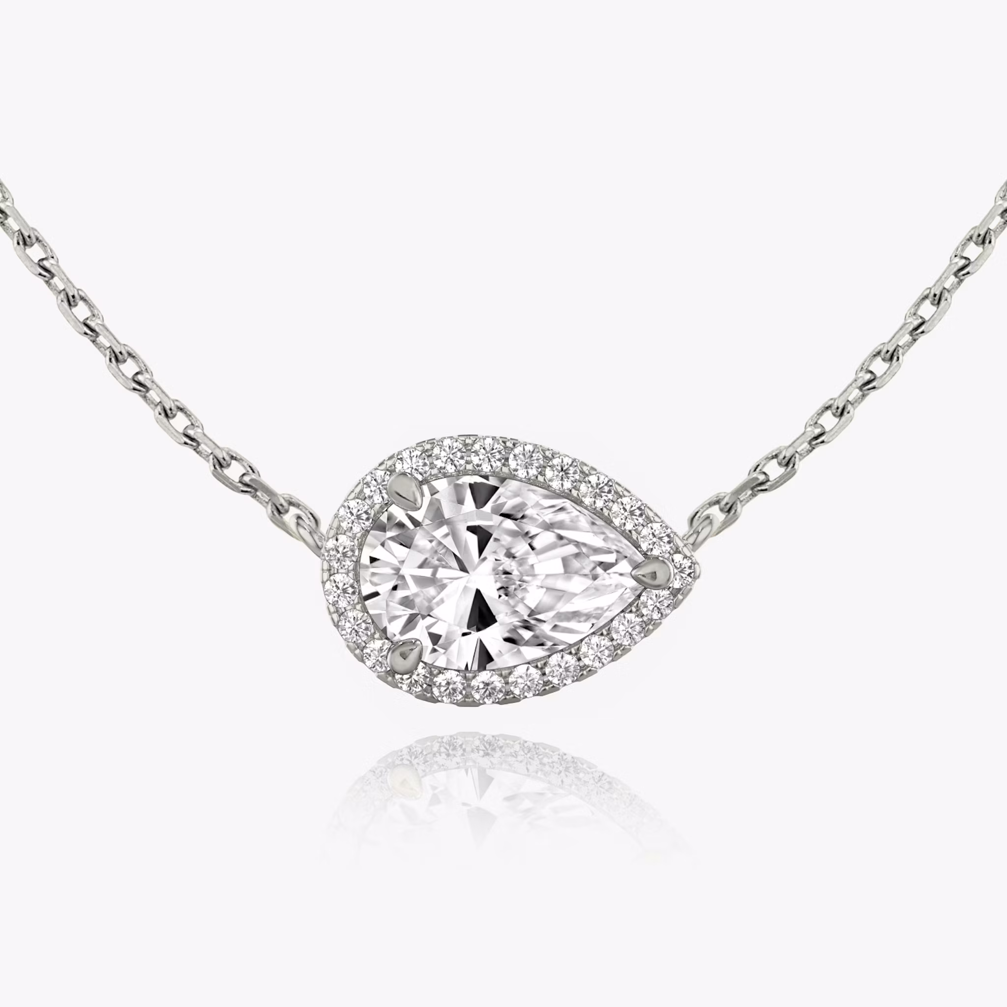 Halo Necklace Pear | White Gold