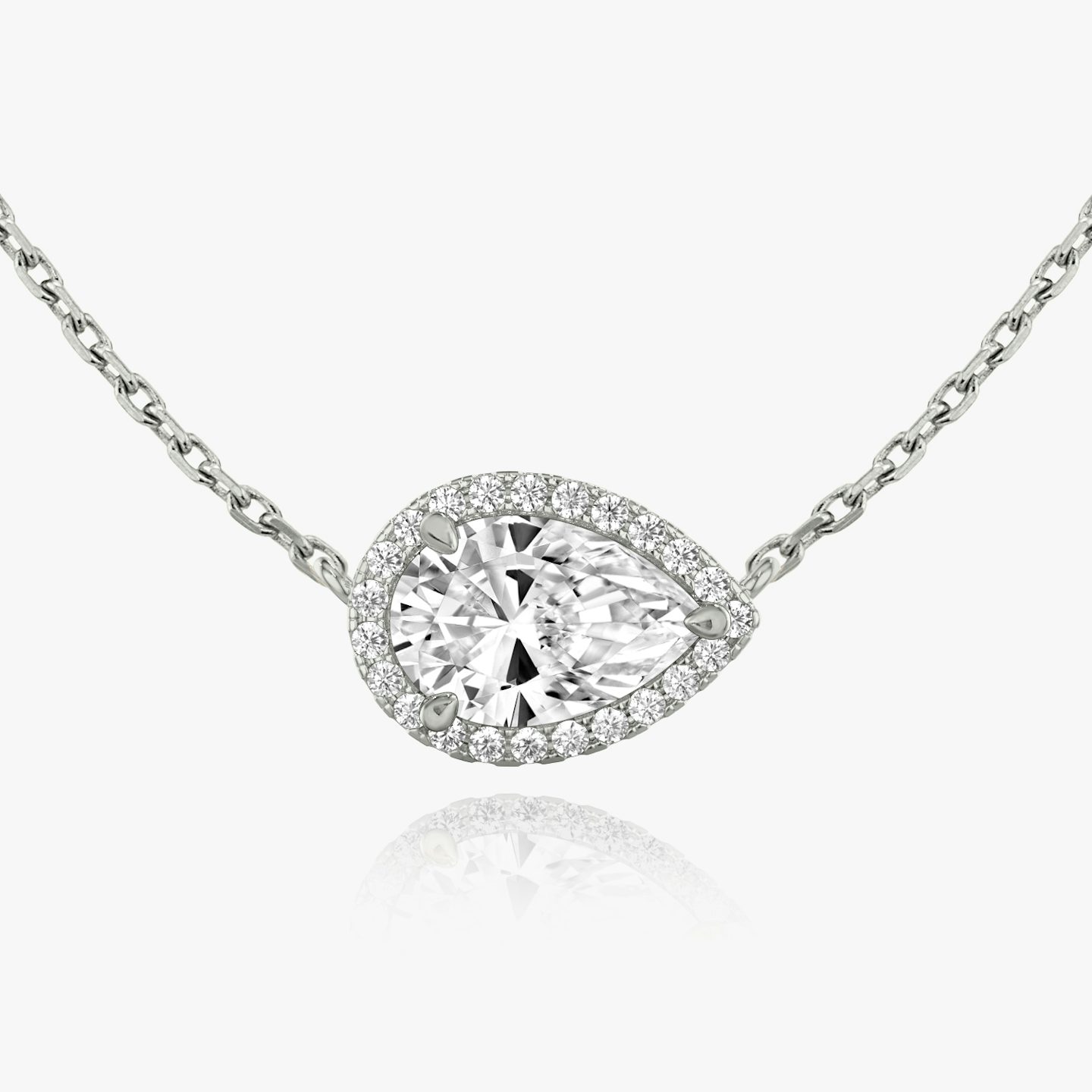 Halo Necklace | Pear | 14k | White Gold | caratWeight: 0.25ct
