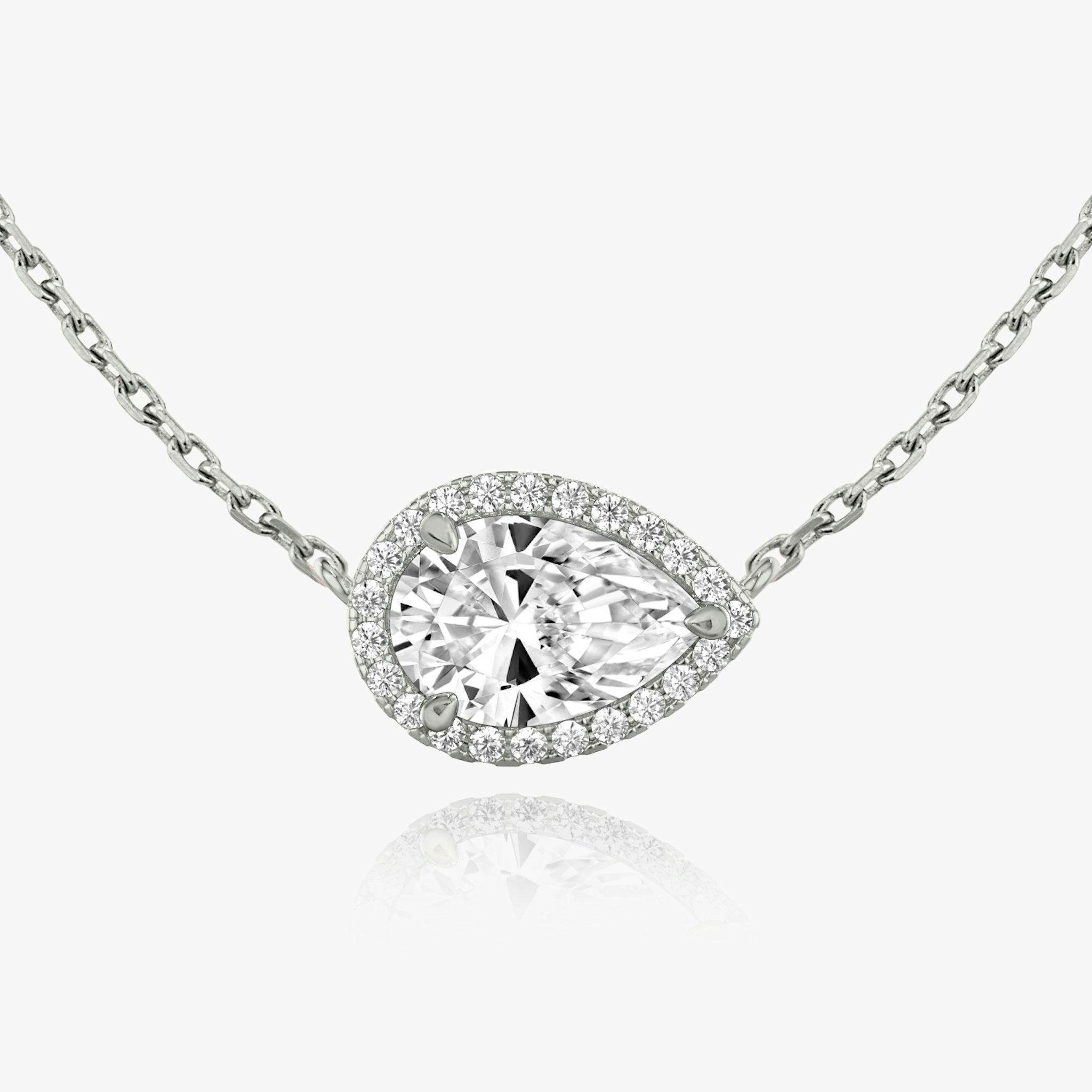 Halo Necklace | Pear | 14k | White Gold | caratWeight: other