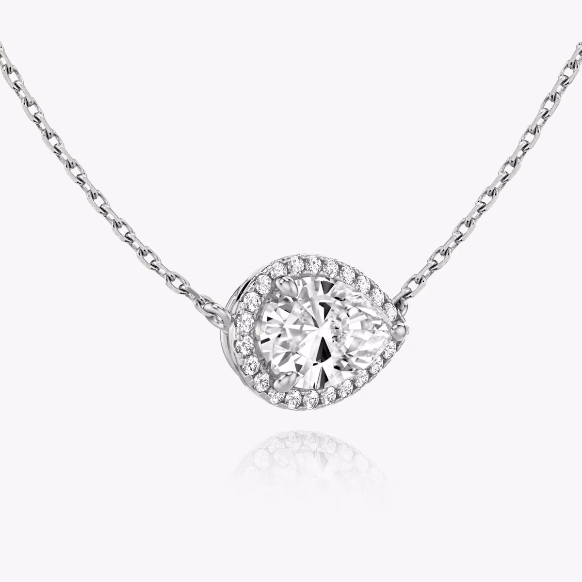 Halo Necklace | Pear | 14k | White Gold | caratWeight: 0.75ct