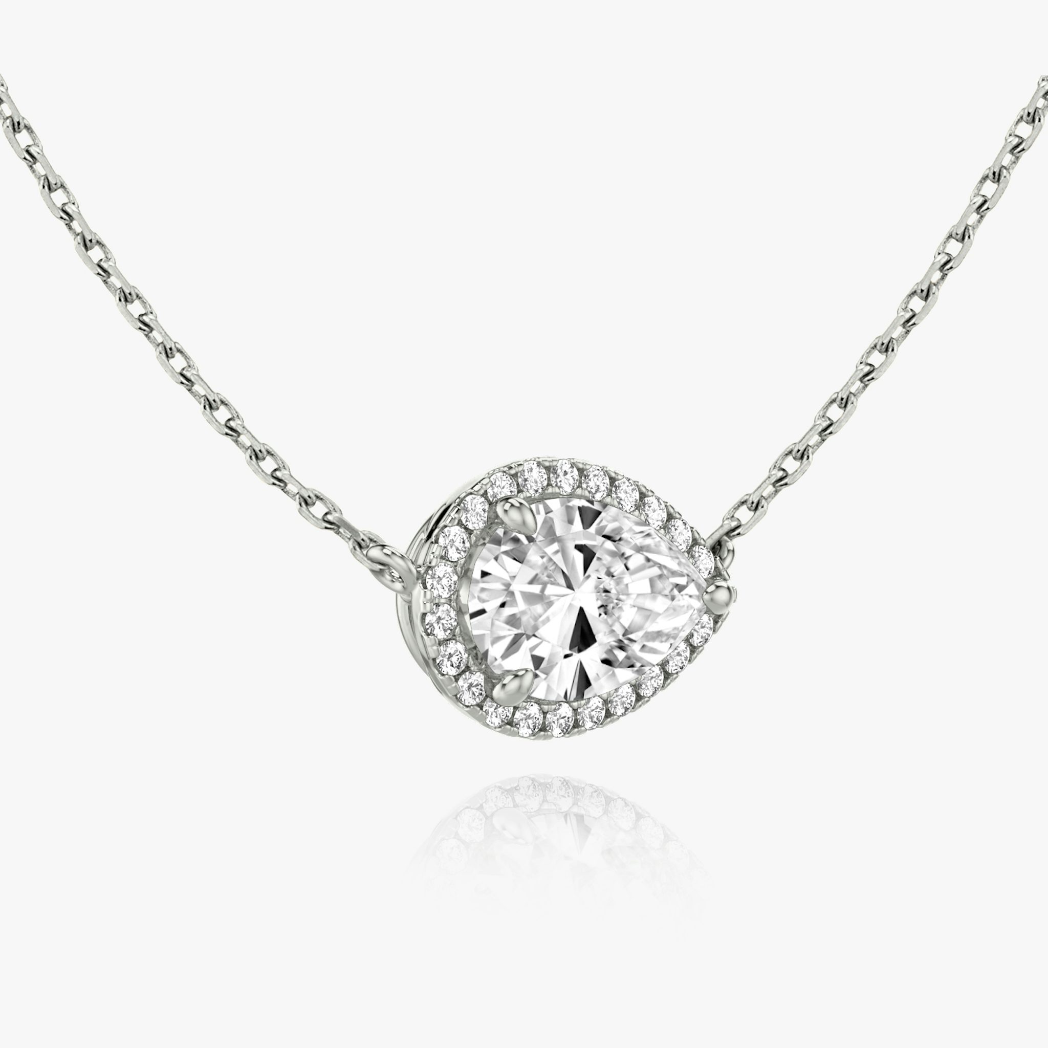 Halo Necklace | Pear | 14k | White Gold | caratWeight: other