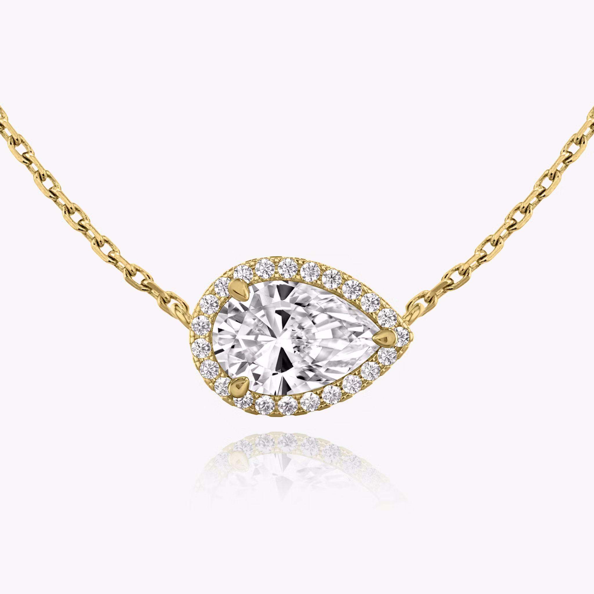 Halo Necklace Pear | Yellow Gold