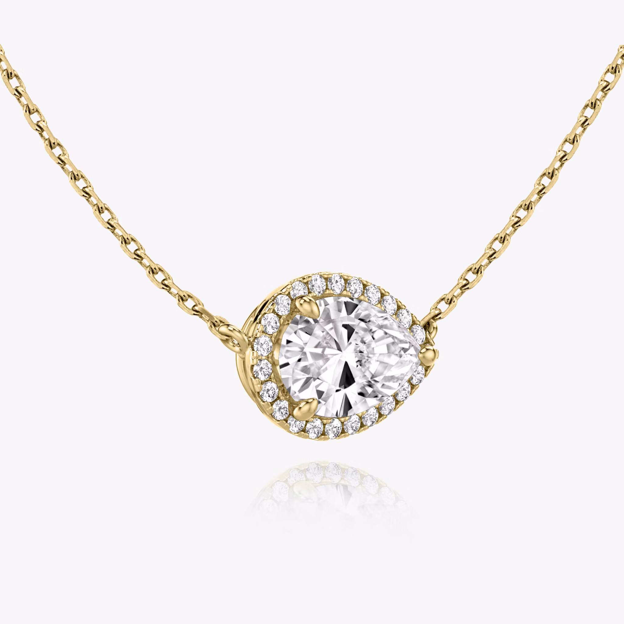 Halo Necklace | Pear | 14k | Yellow Gold | caratWeight: 1.0ct