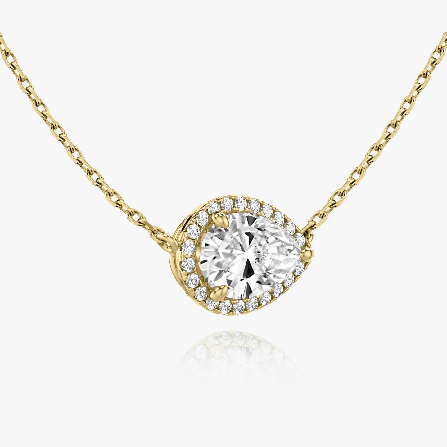Halo Necklace | Pear | 14k | Yellow Gold | caratWeight: 0.25ct