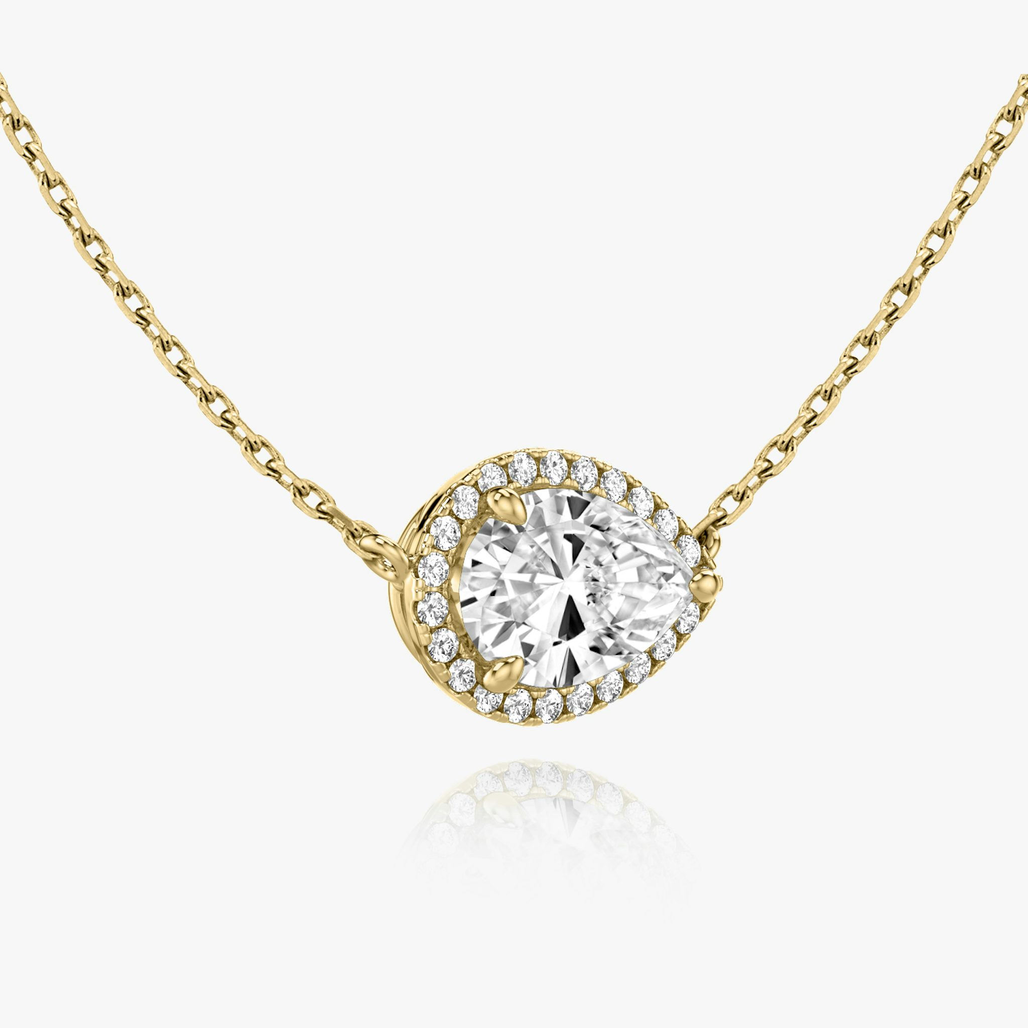 Halo Necklace | Pear | 14k | Yellow Gold | caratWeight: 1.0ct