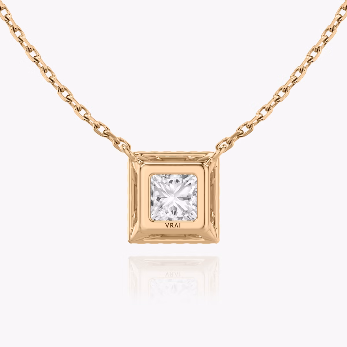 Halo Necklace | Princess | 14k | Rose Gold | caratWeight: 0.50ct