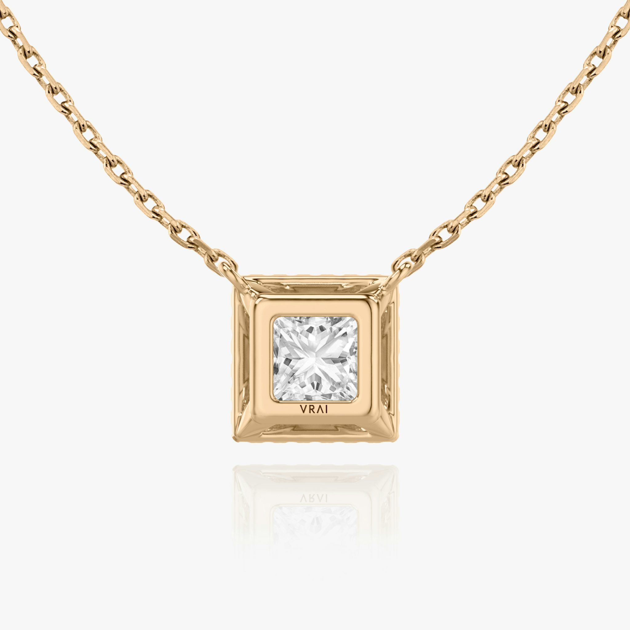 Halo Necklace | Princess | 14k | Rose Gold | caratWeight: 0.75ct