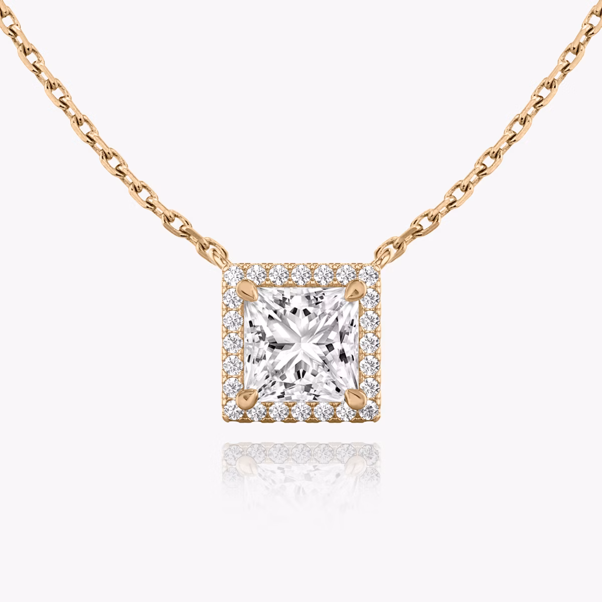 Halo Necklace | Princess | 14k | Rose Gold | caratWeight: 0.50ct