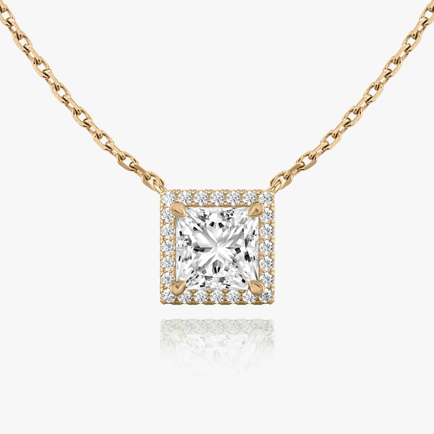 Halo Necklace | Princess | 14k | Rose Gold | caratWeight: 0.25ct
