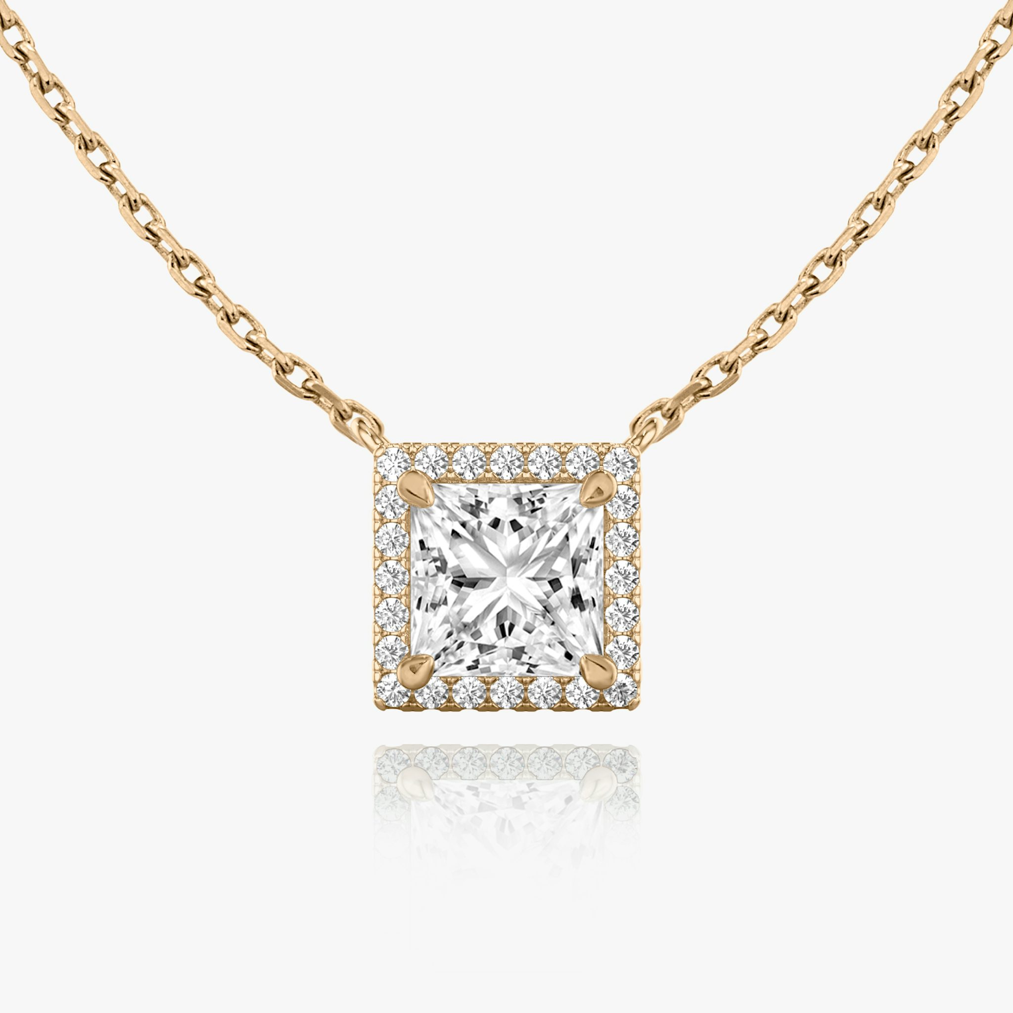 Halo Necklace | Princess | 14k | Rose Gold | caratWeight: 0.75ct