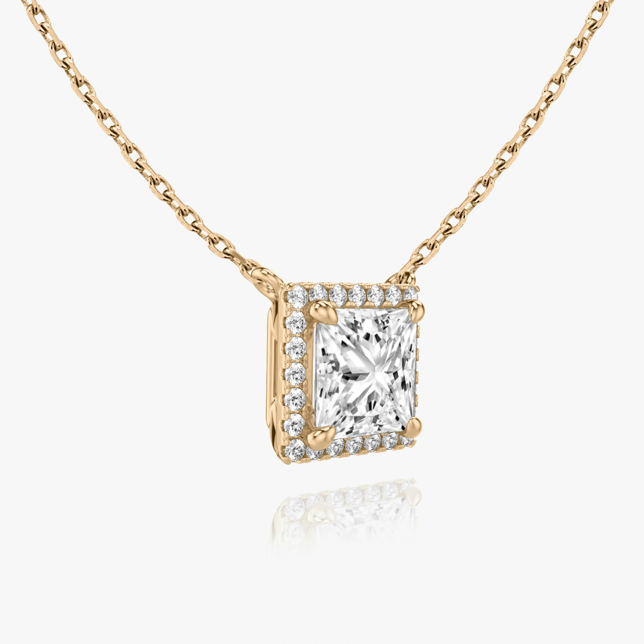 Halo Necklace | Princess | 14k | Rose Gold | caratWeight: 0.75ct