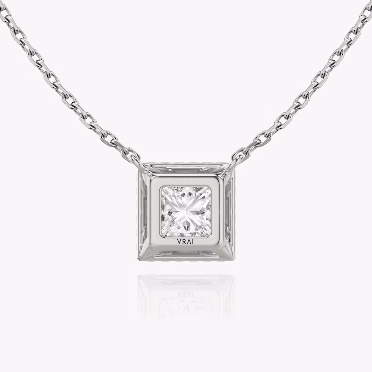 Halo Necklace | Princess | 14k | White Gold | caratWeight: 0.50ct