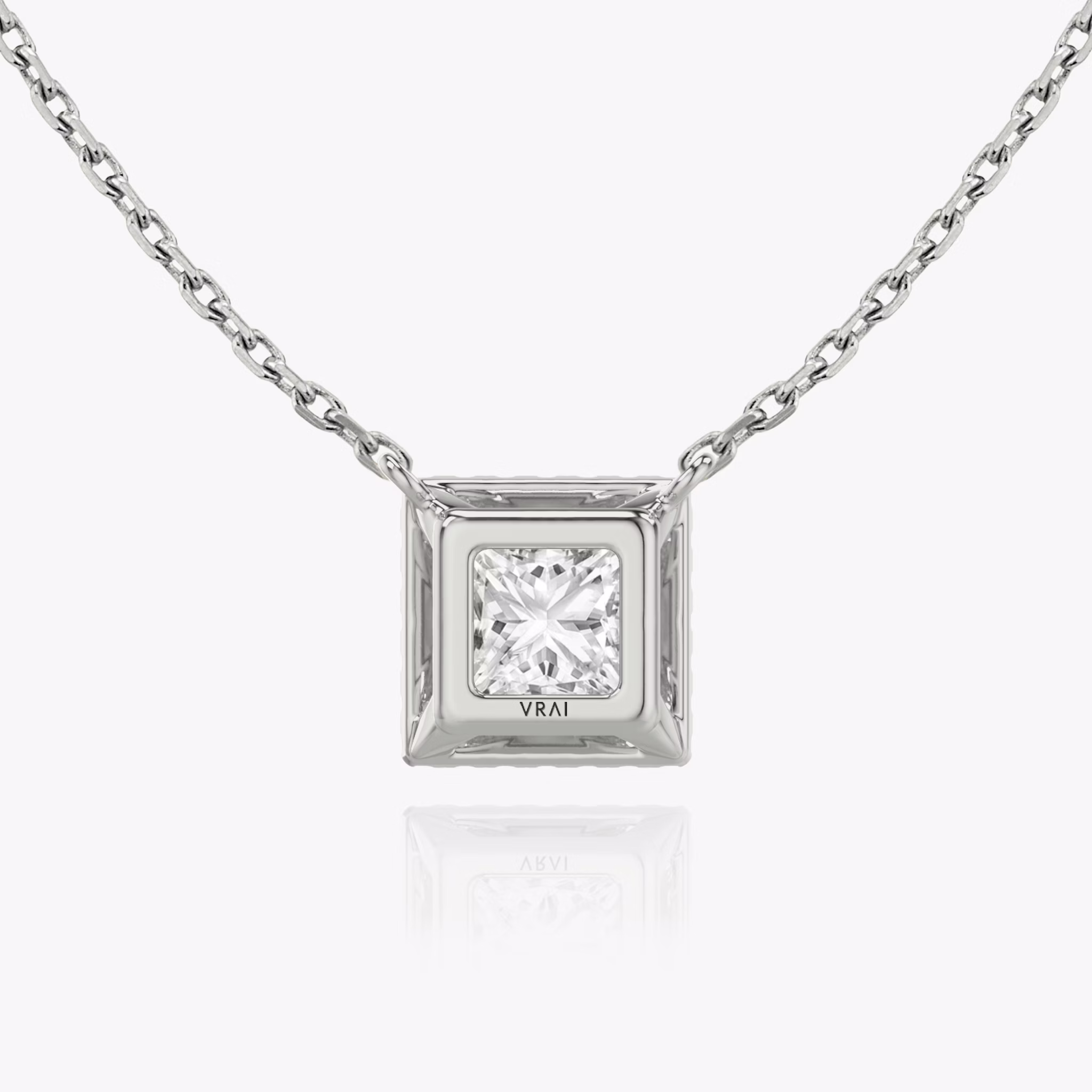 Halo Necklace | Princess | 14k | White Gold | caratWeight: 0.25ct