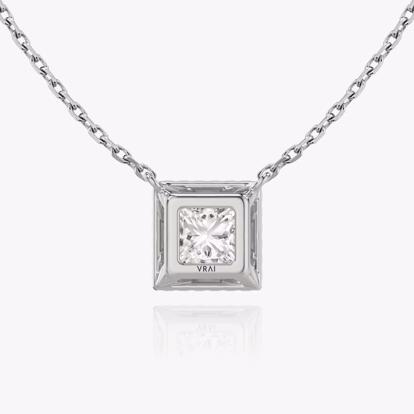 Halo Necklace | Princess | 14k | White Gold | caratWeight: 0.50ct