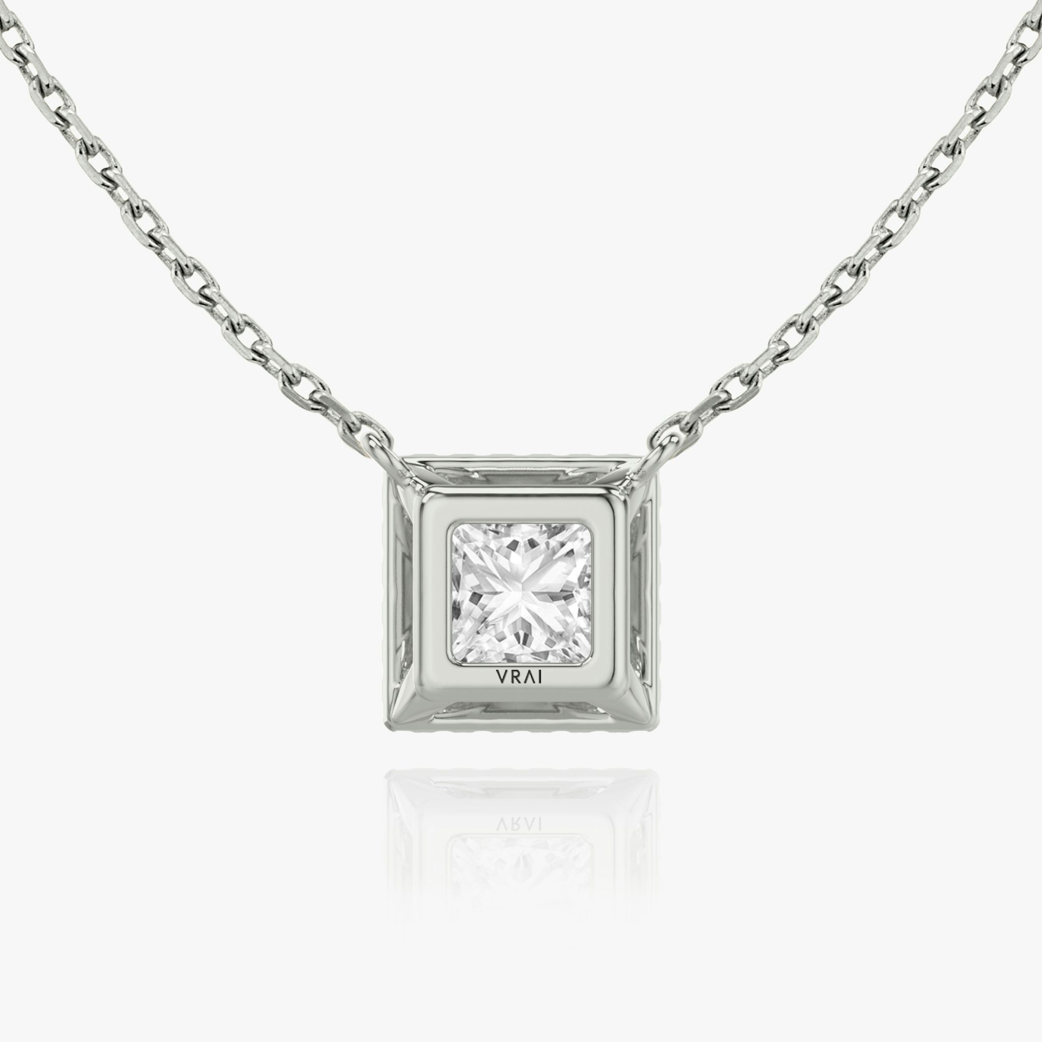 Halo Necklace | Princess | 14k | White Gold | caratWeight: 0.25ct